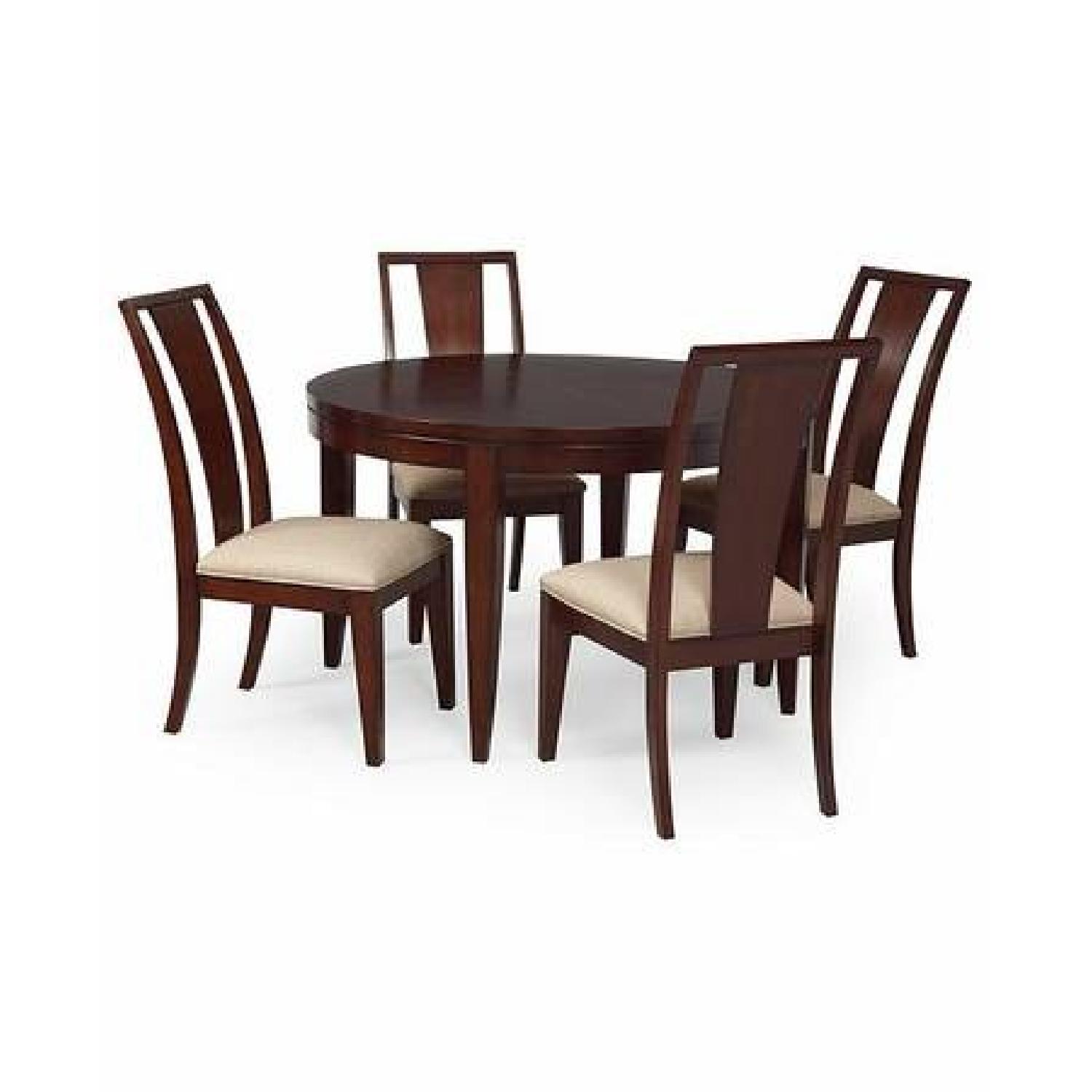Round Expandable Dining Table w/ 4 Panel Back Chairs - image-6