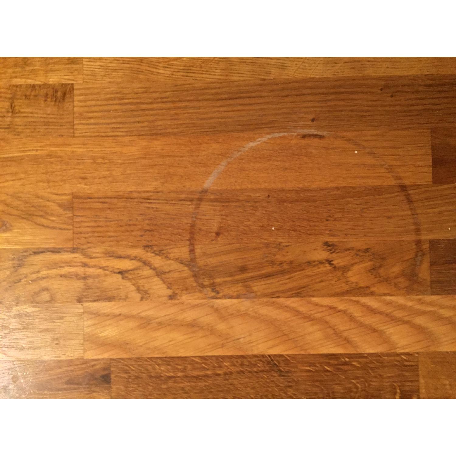 Ikea Stenstorp White Oak Kitchen Island w/ 2 Red Backless Metal Bar