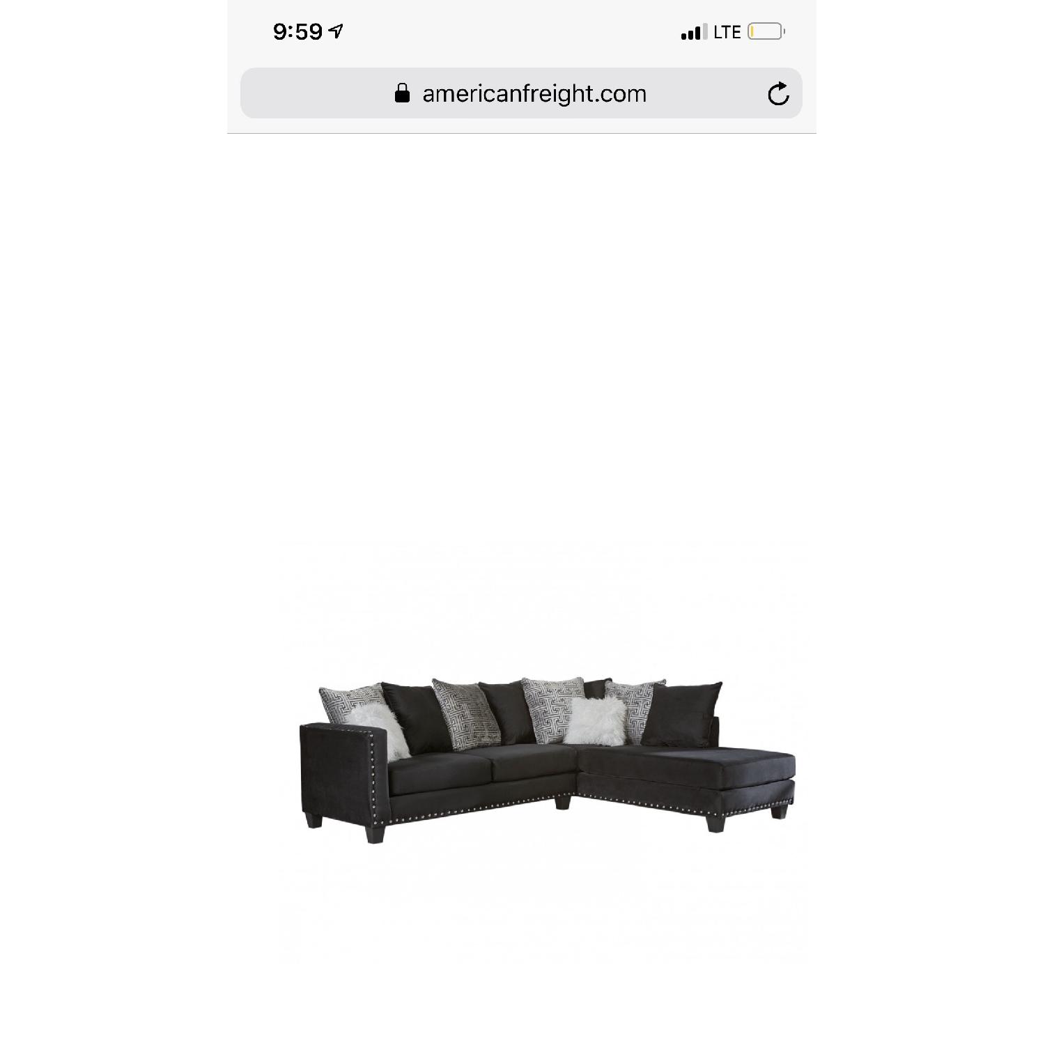Ashley Jet Black Studded Sectional Sofa w/ Chaise - image-3