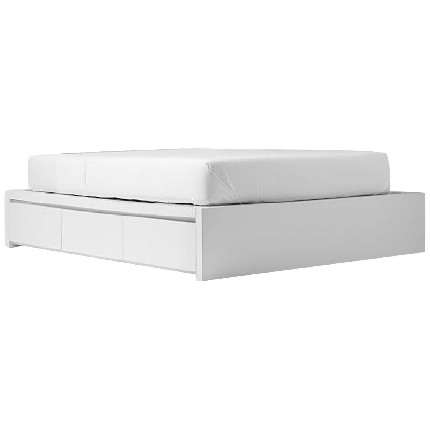 West Elm Queen Storage Bed Frame in White AptDeco