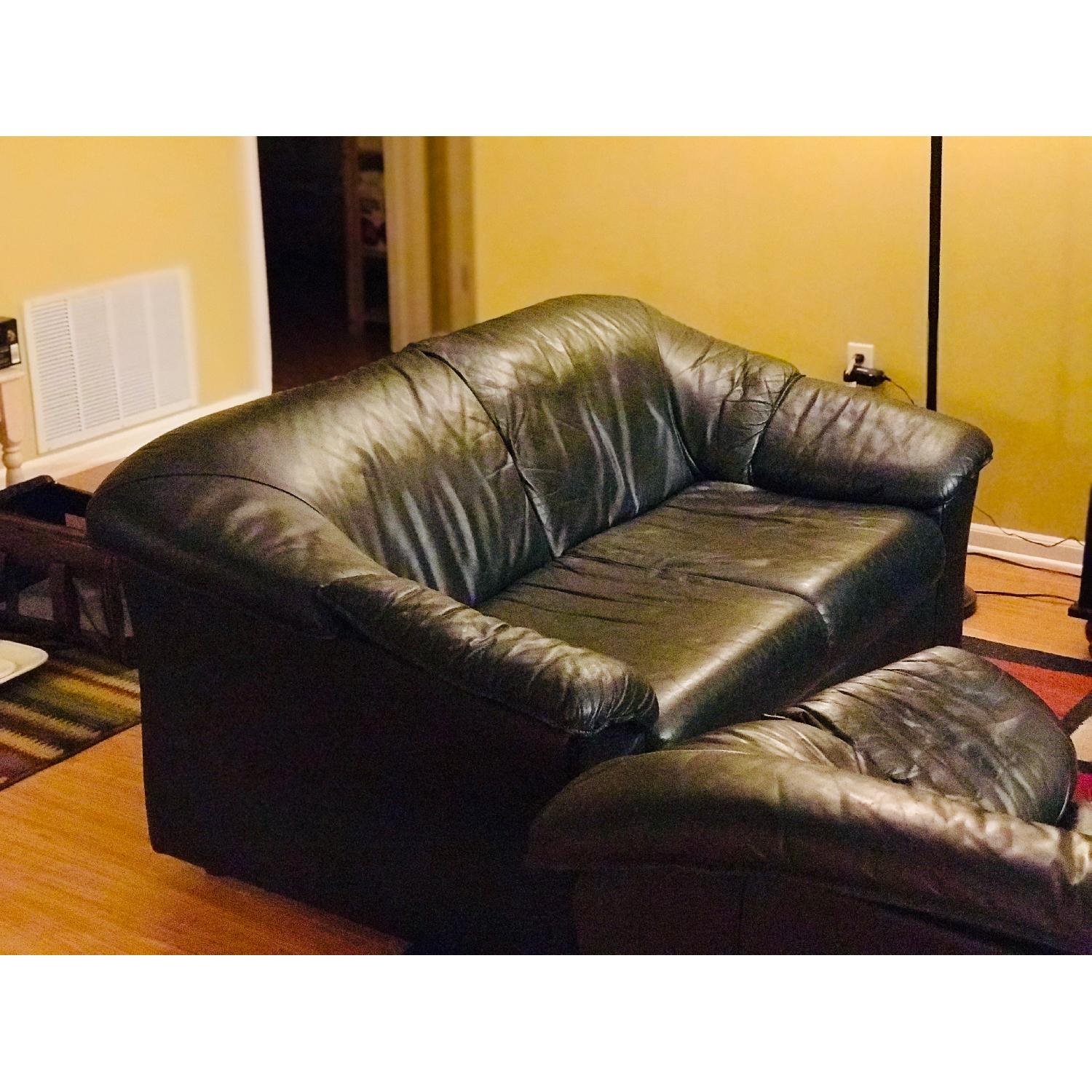 Black Leather Loveseat - image-2