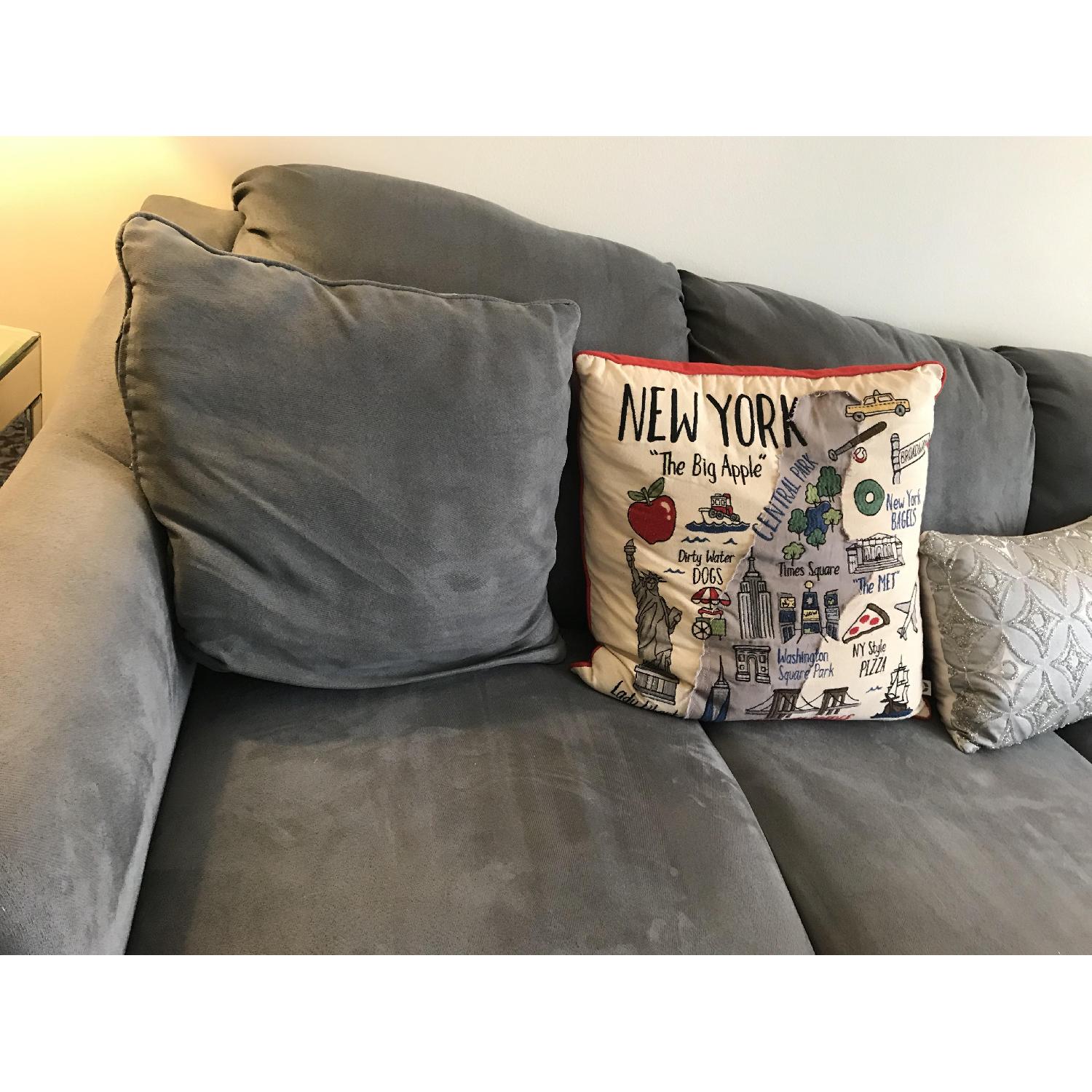 Ashley Blue Suede Sofa For Sale On Aptdeco