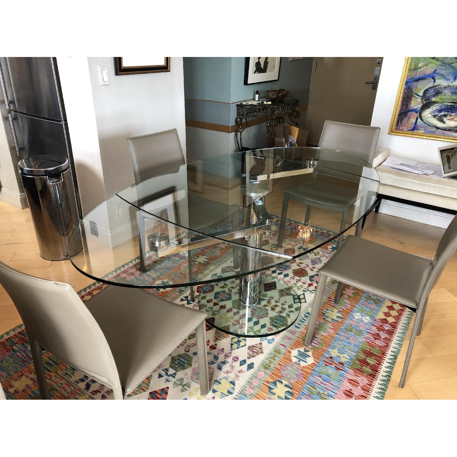 Extendable Oval Glass Dining Table - image-2
