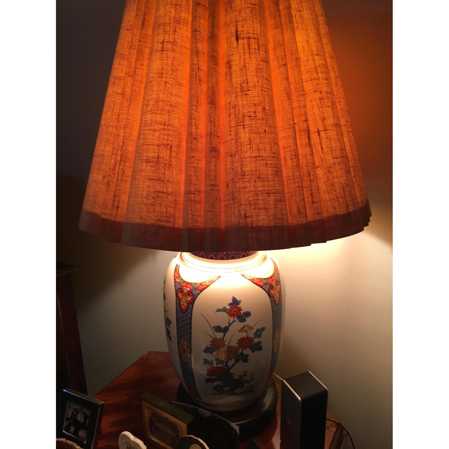 Vintage Knob Creek Ceramic White /Blue/Orange Table Lamps - image-1