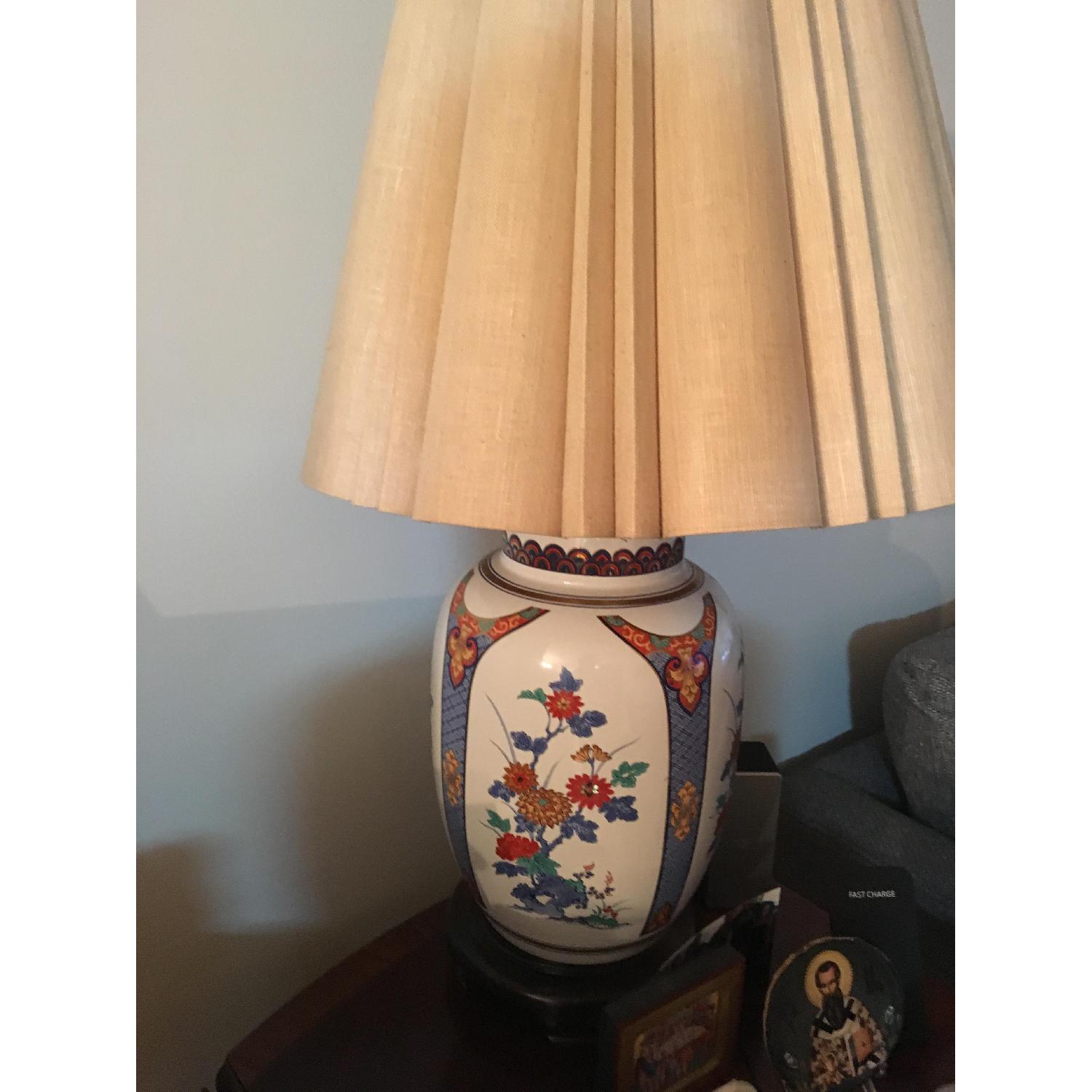 Vintage Knob Creek Ceramic White /Blue/Orange Table Lamps - image-6