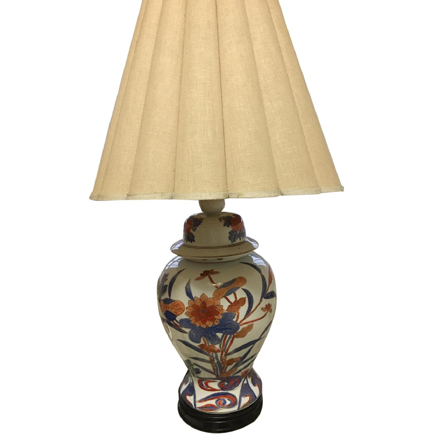 Vintage Knob Creek Ceramic White /Blue/Orange Table Lamps - image-7