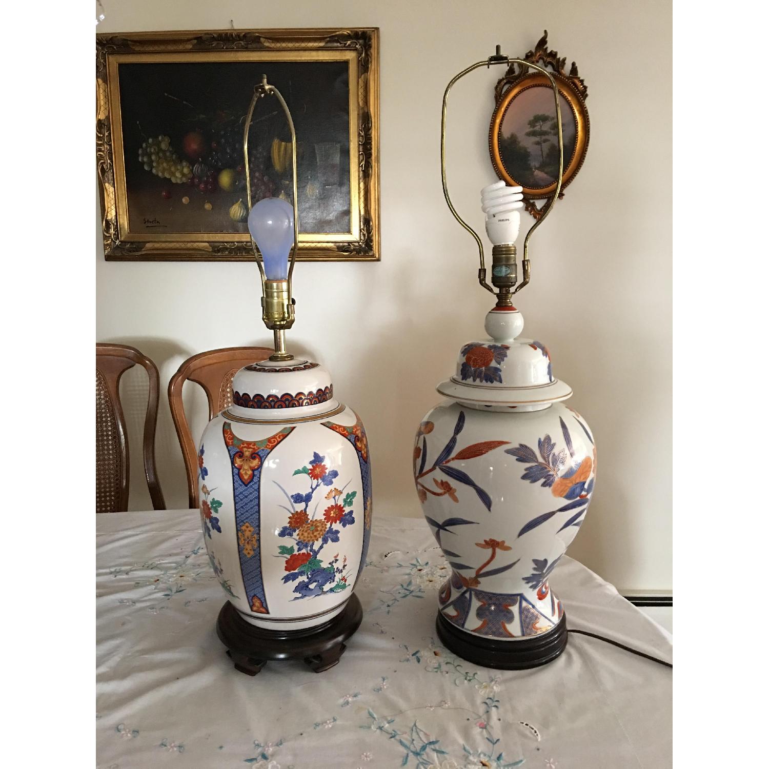 Vintage Knob Creek Ceramic White /Blue/Orange Table Lamps - image-8