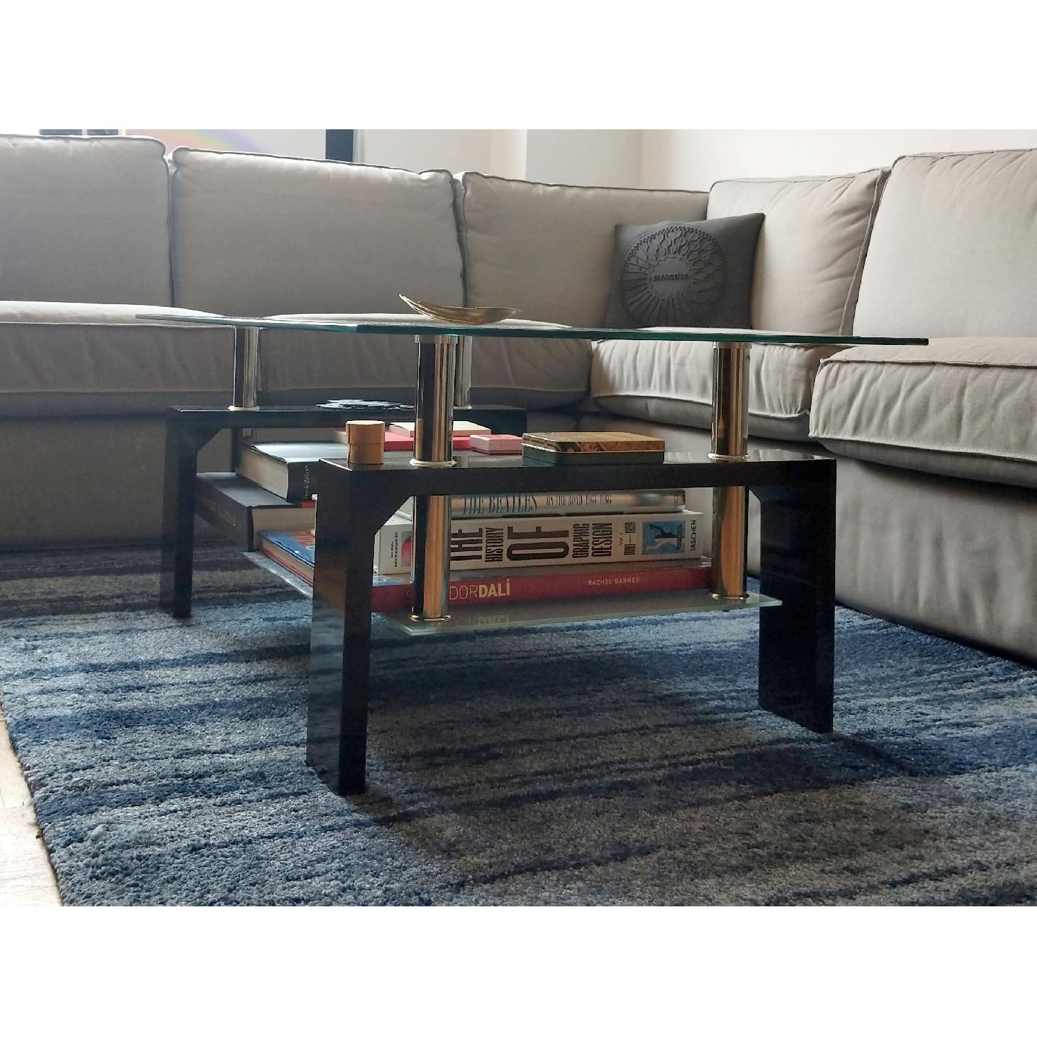 Mecor Rectangle Glass Top Coffee Table AptDeco