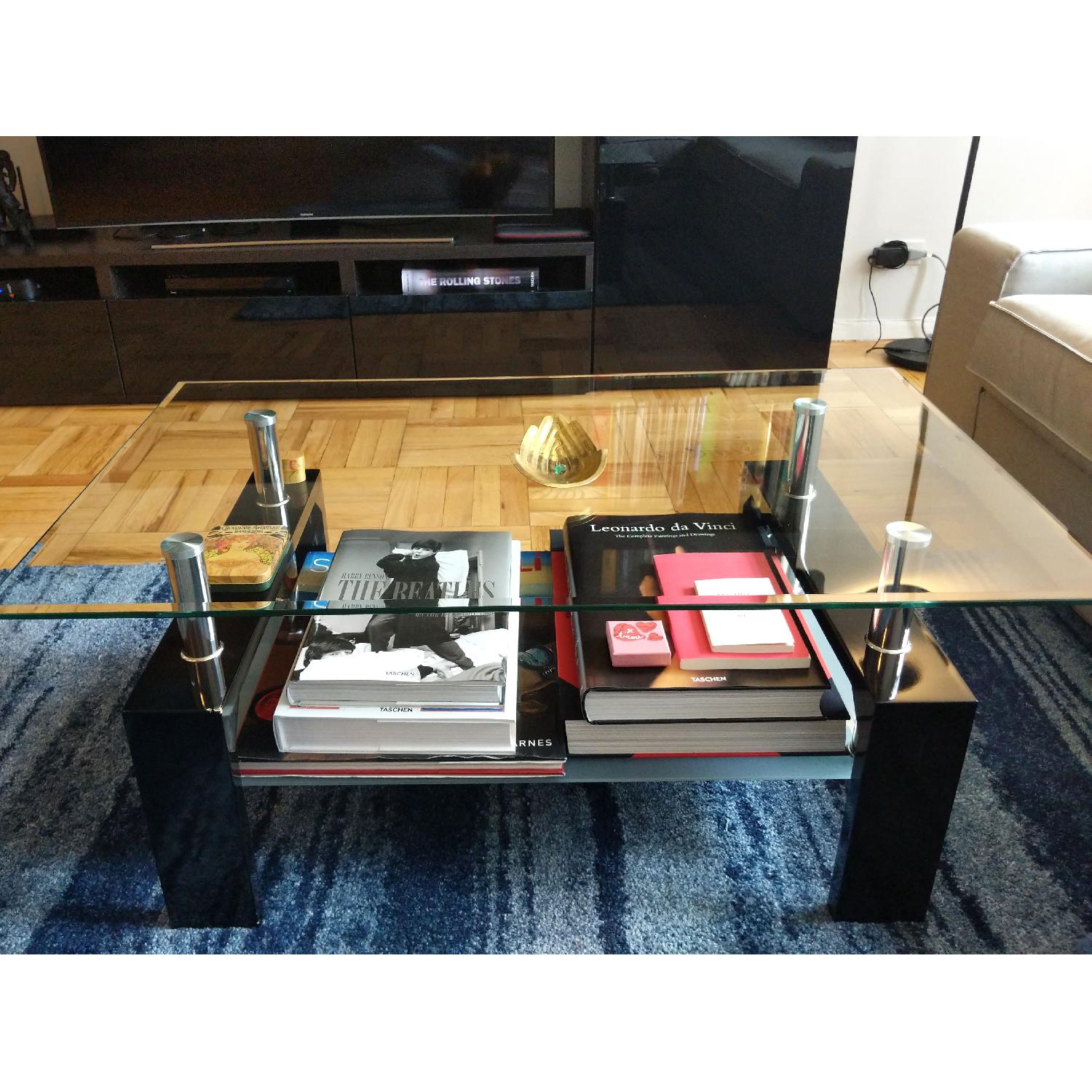 Mecor Rectangle Glass Top Coffee Table AptDeco