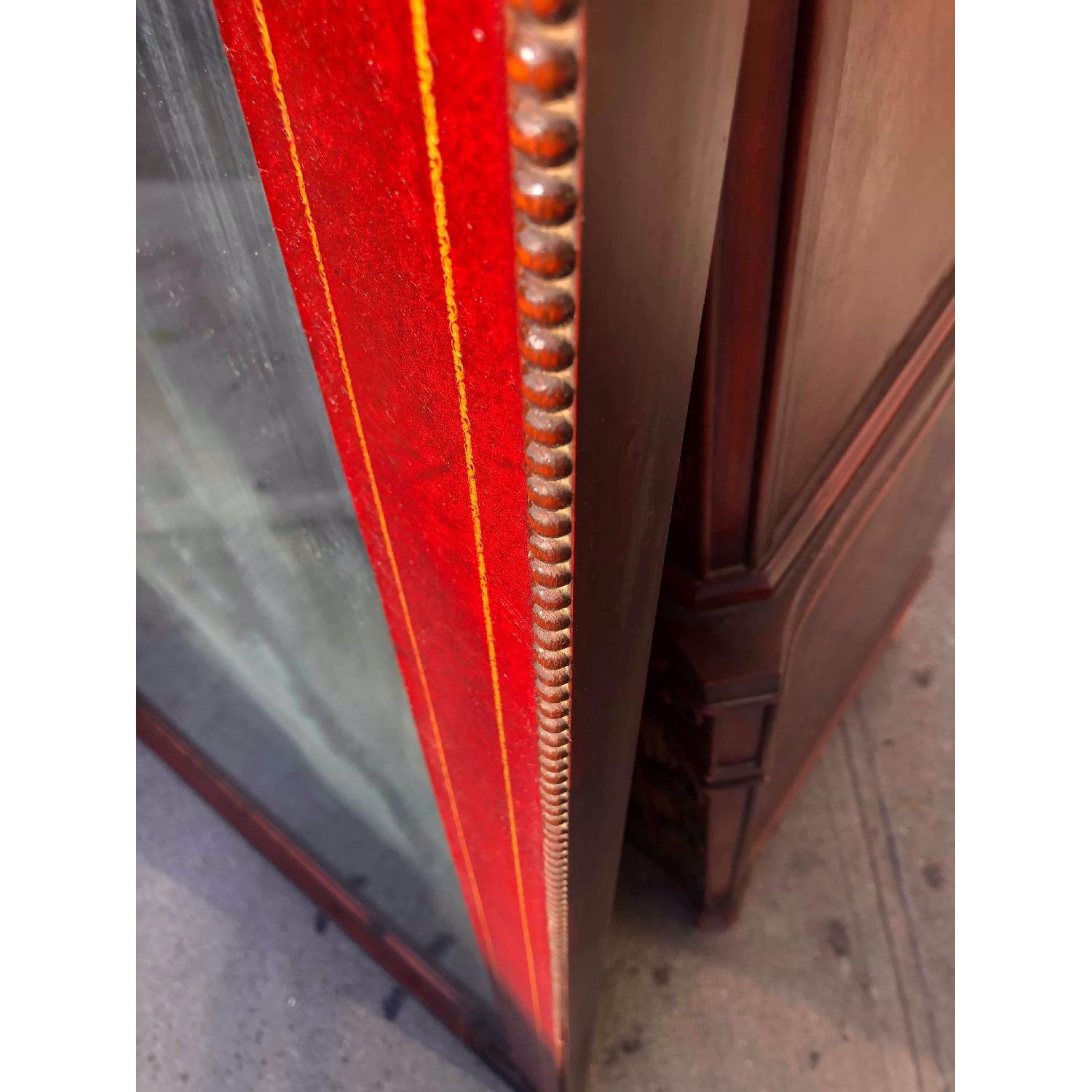 Antique 1930s Wood & Leather Framed Wall Mirror - image-7