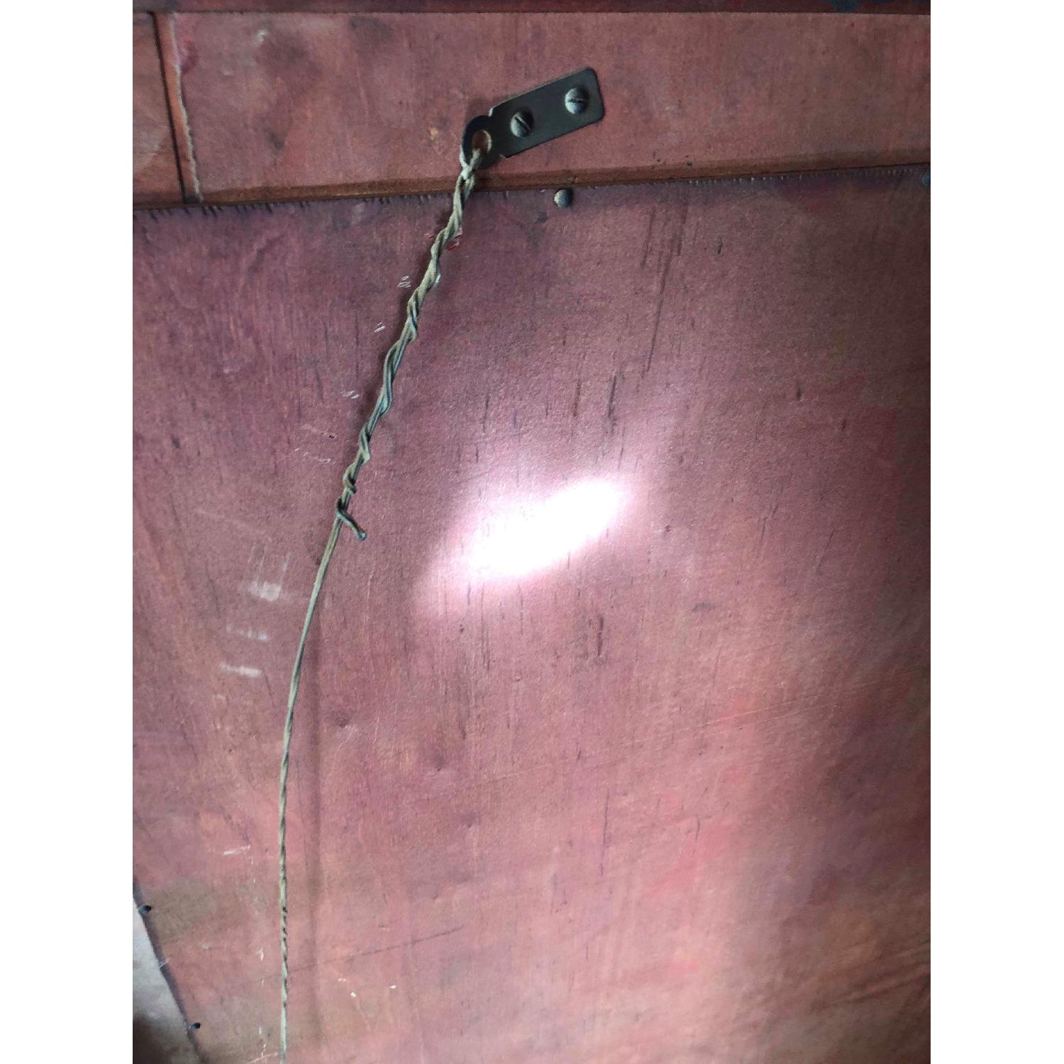 Antique 1930s Wood & Leather Framed Wall Mirror - image-8