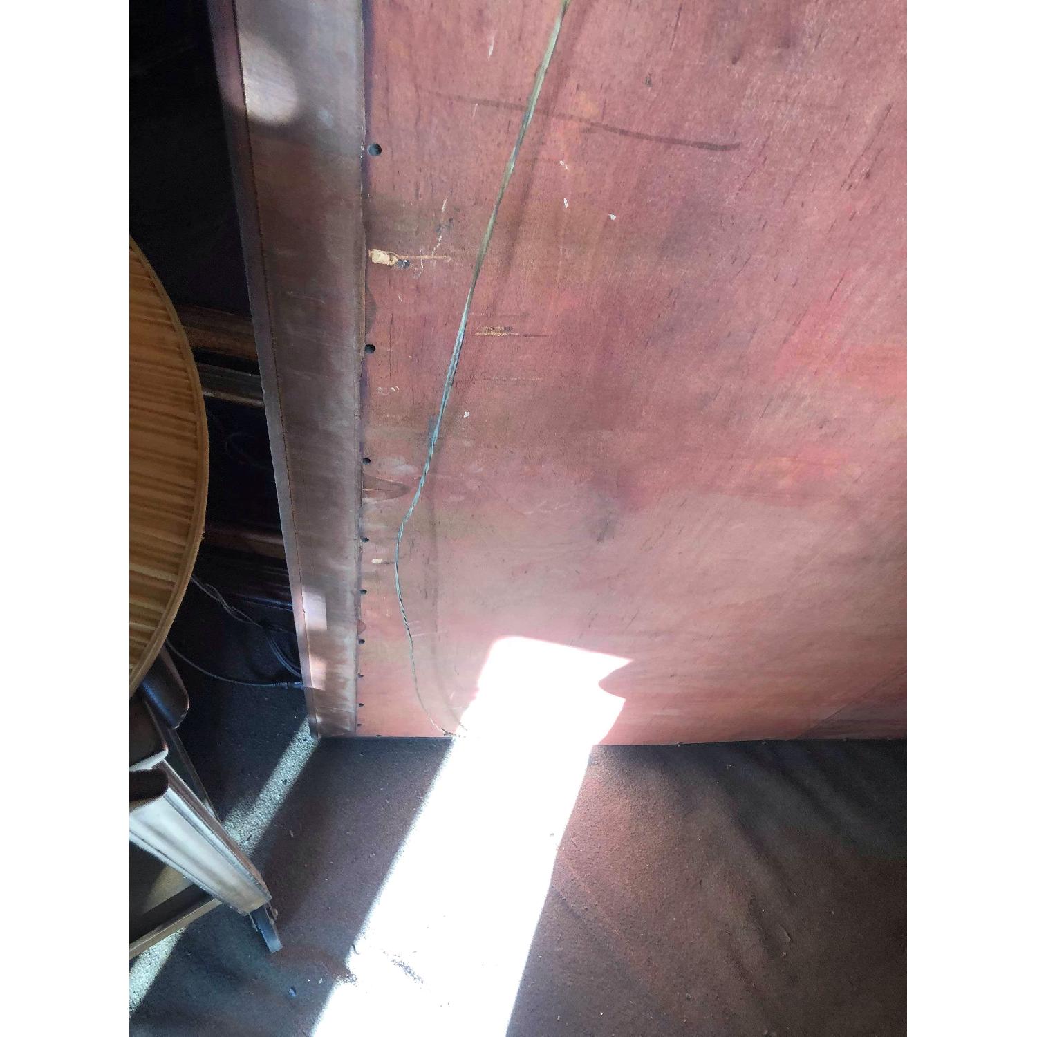 Antique 1930s Wood & Leather Framed Wall Mirror - image-9