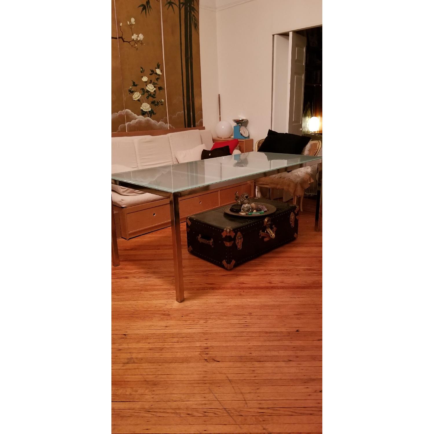 Ikea Torsby Frosted Glass & Chrome Table - image-2