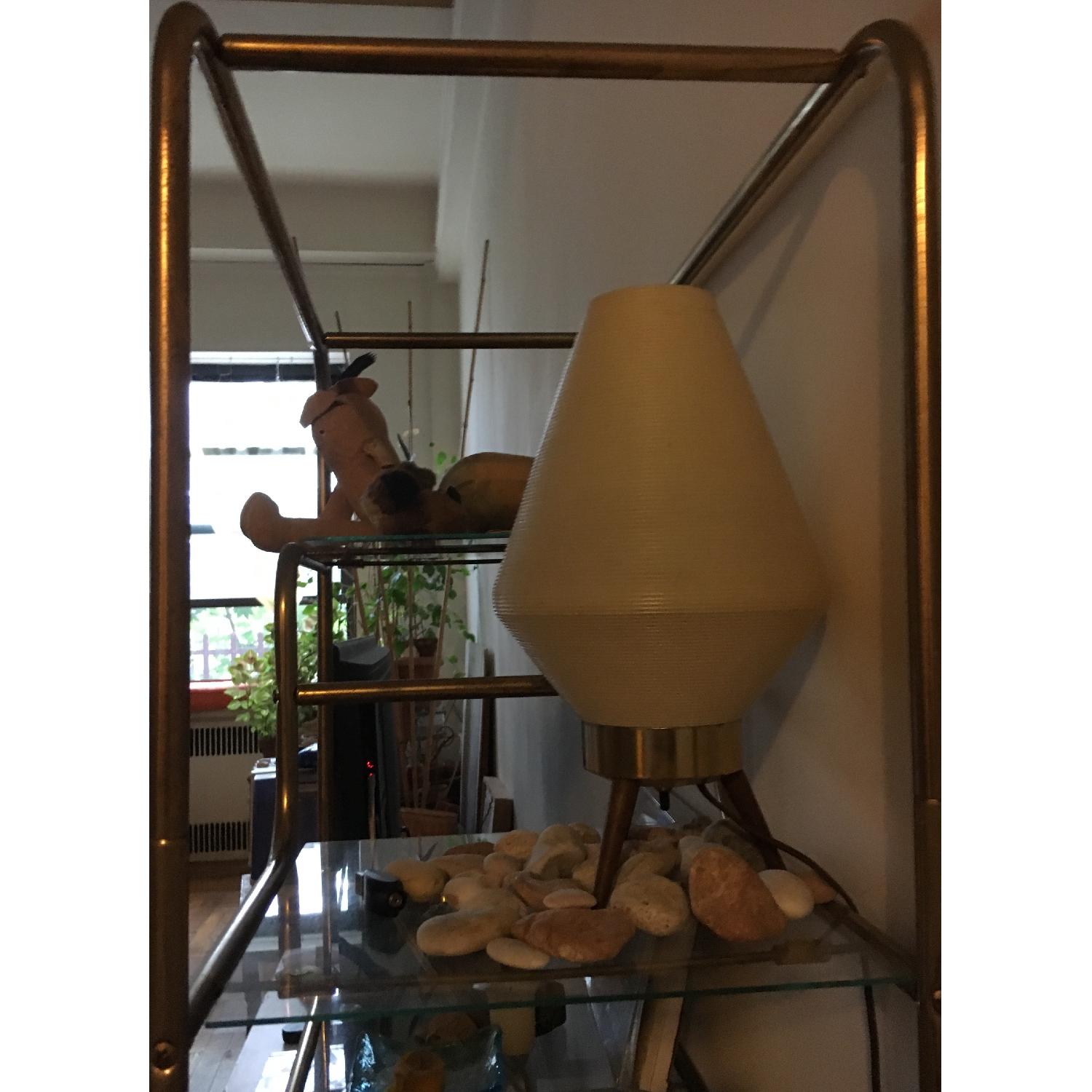 Vintage Gold Metal & Glass Shelf - image-2