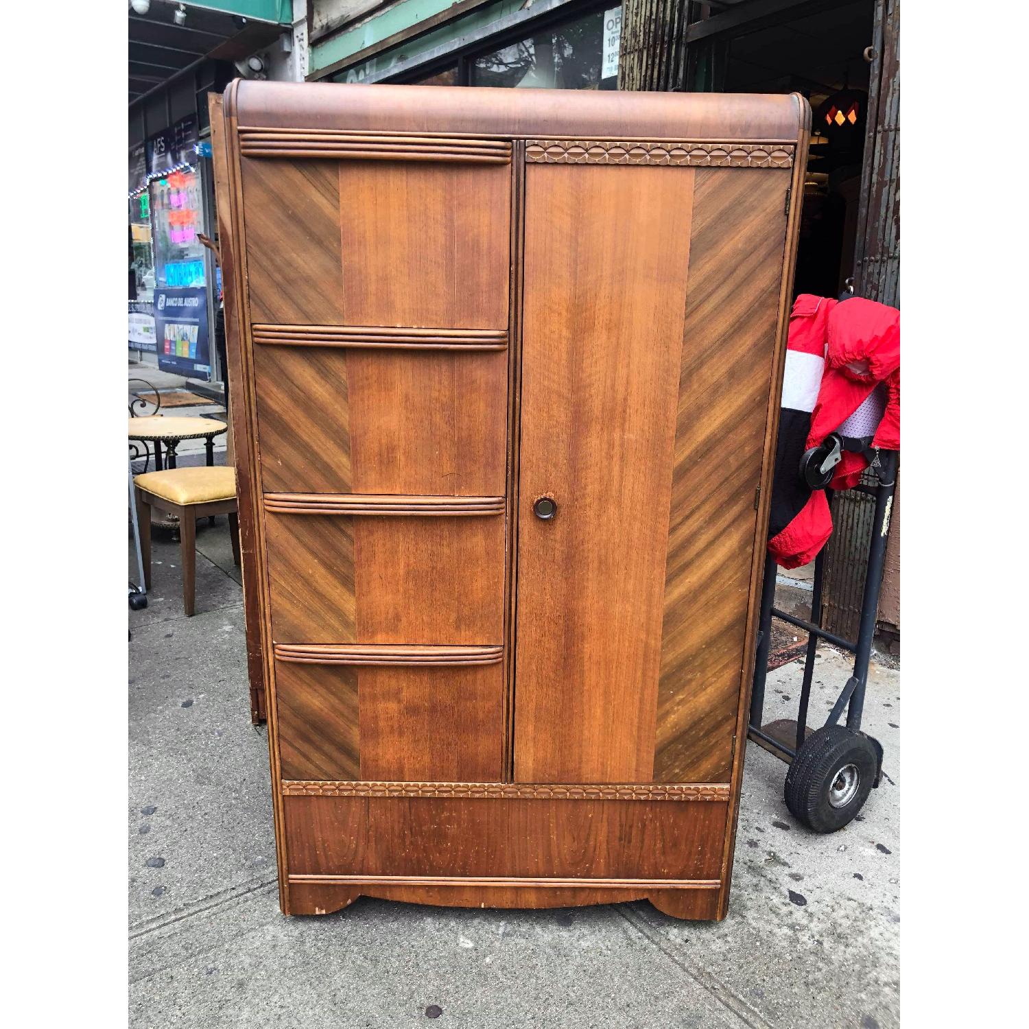 Antique 1940s Art Deco Style Wardrobe/Chifferobe - image-5