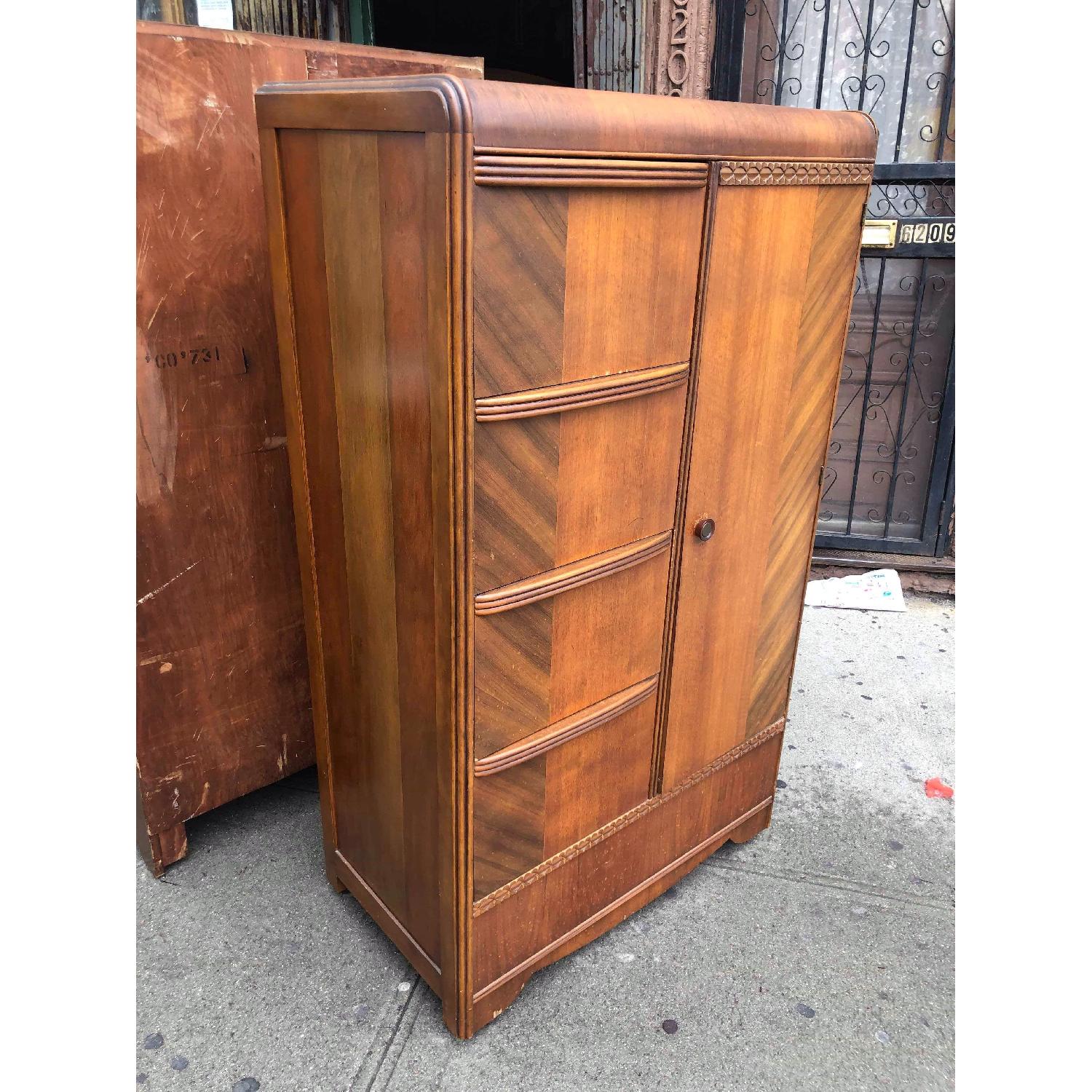 Antique 1940s Art Deco Style Wardrobe/Chifferobe - image-6