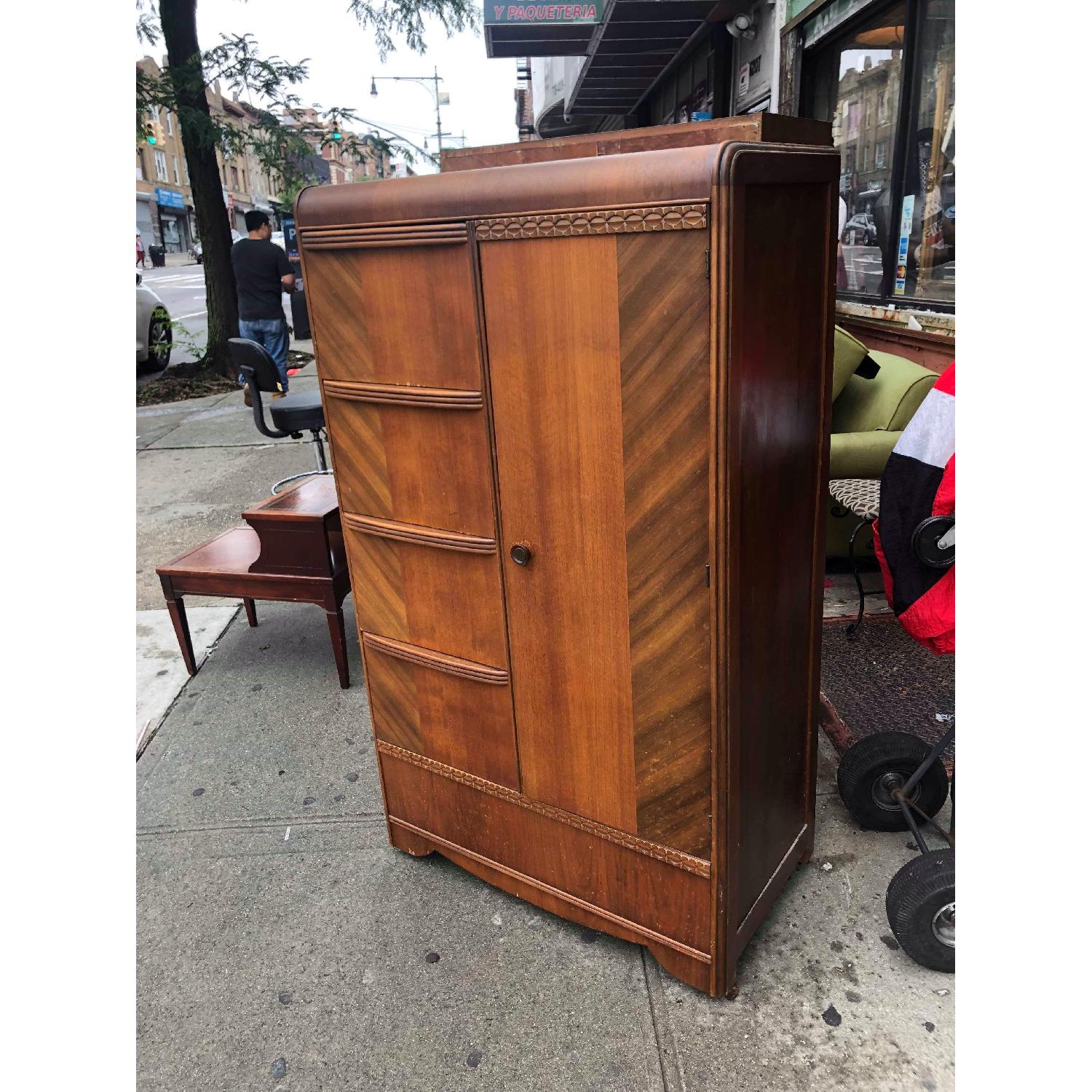 Antique 1940s Art Deco Style Wardrobe/Chifferobe - image-7