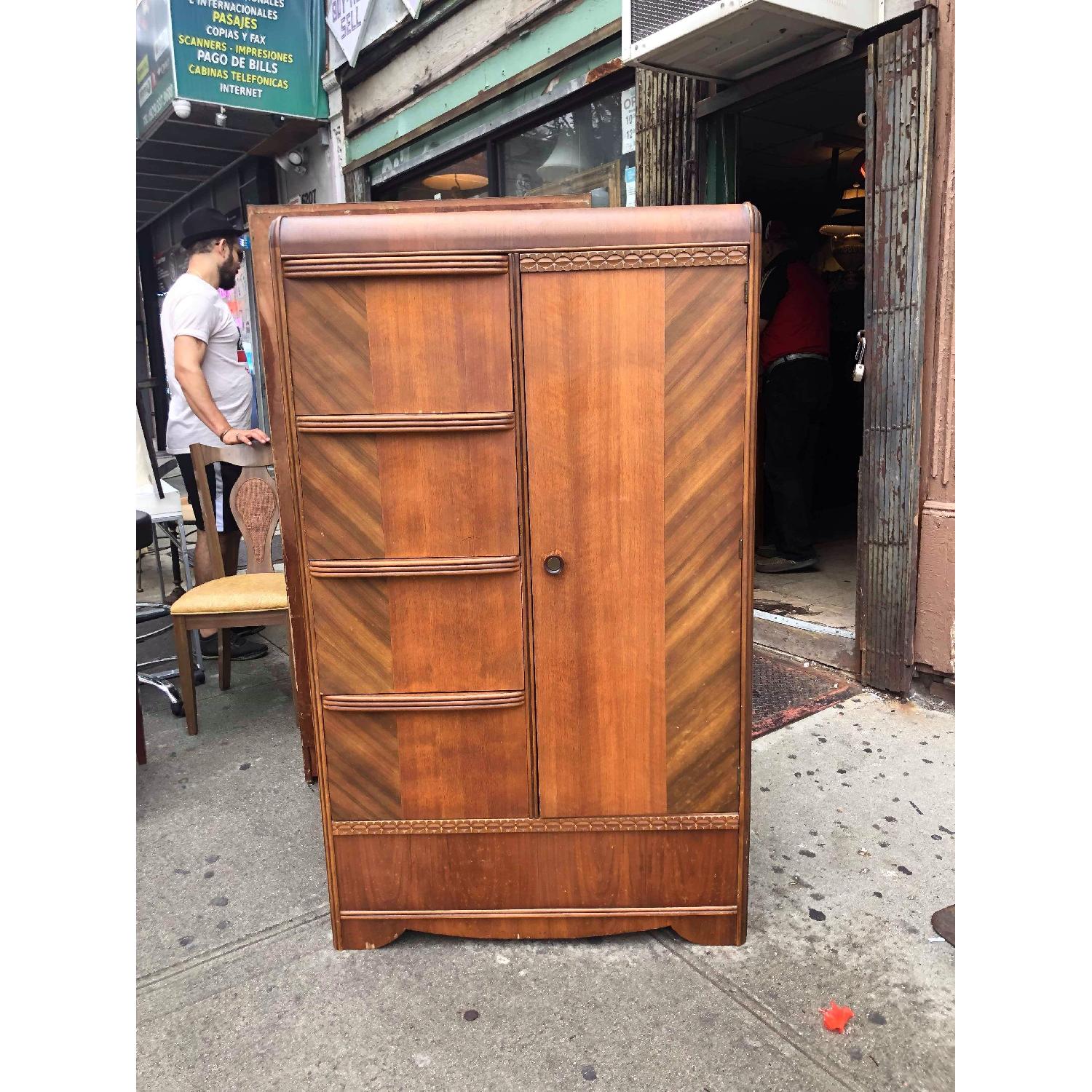 Antique 1940s Art Deco Style Wardrobe/Chifferobe - image-9