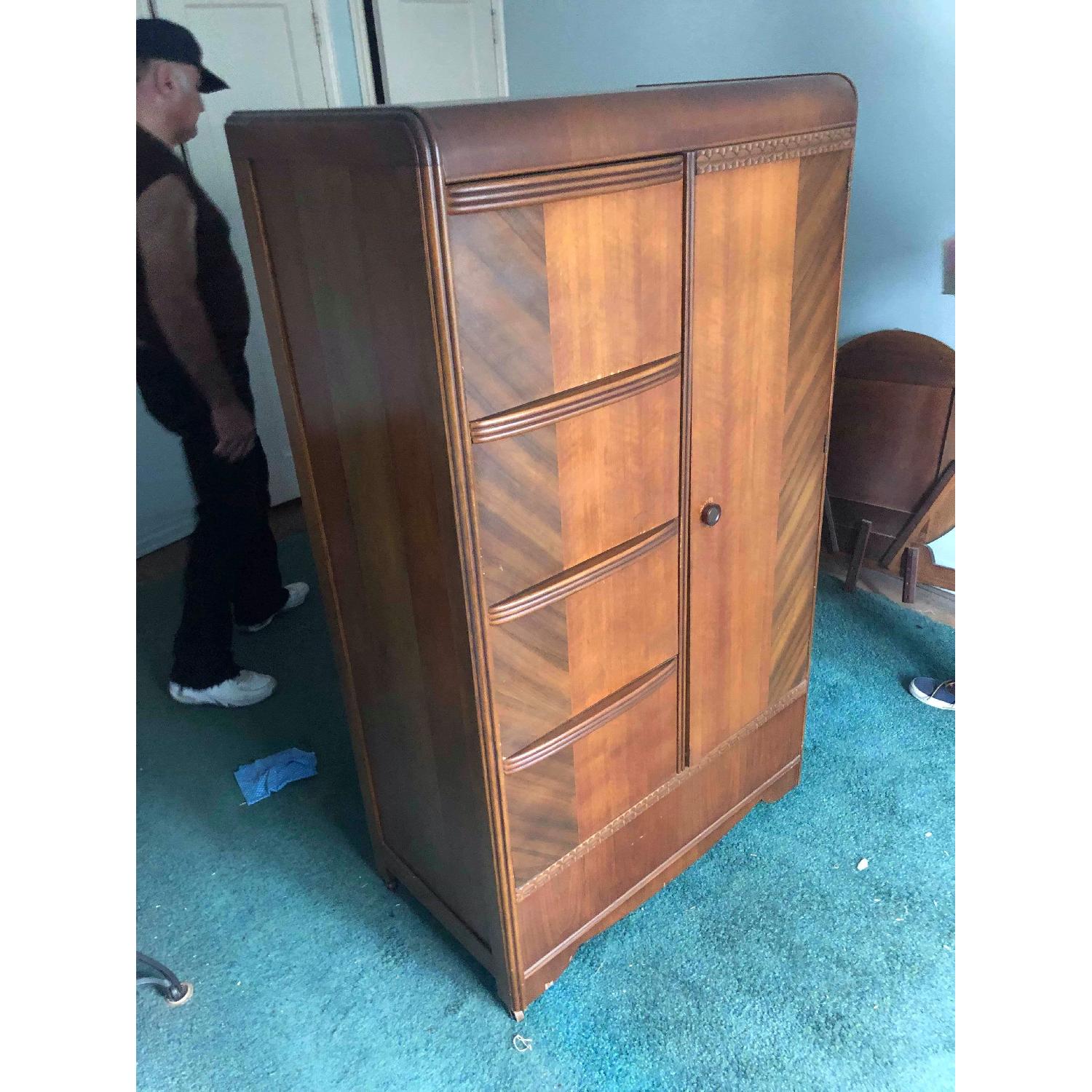 Antique 1940s Art Deco Style Wardrobe/Chifferobe - image-12