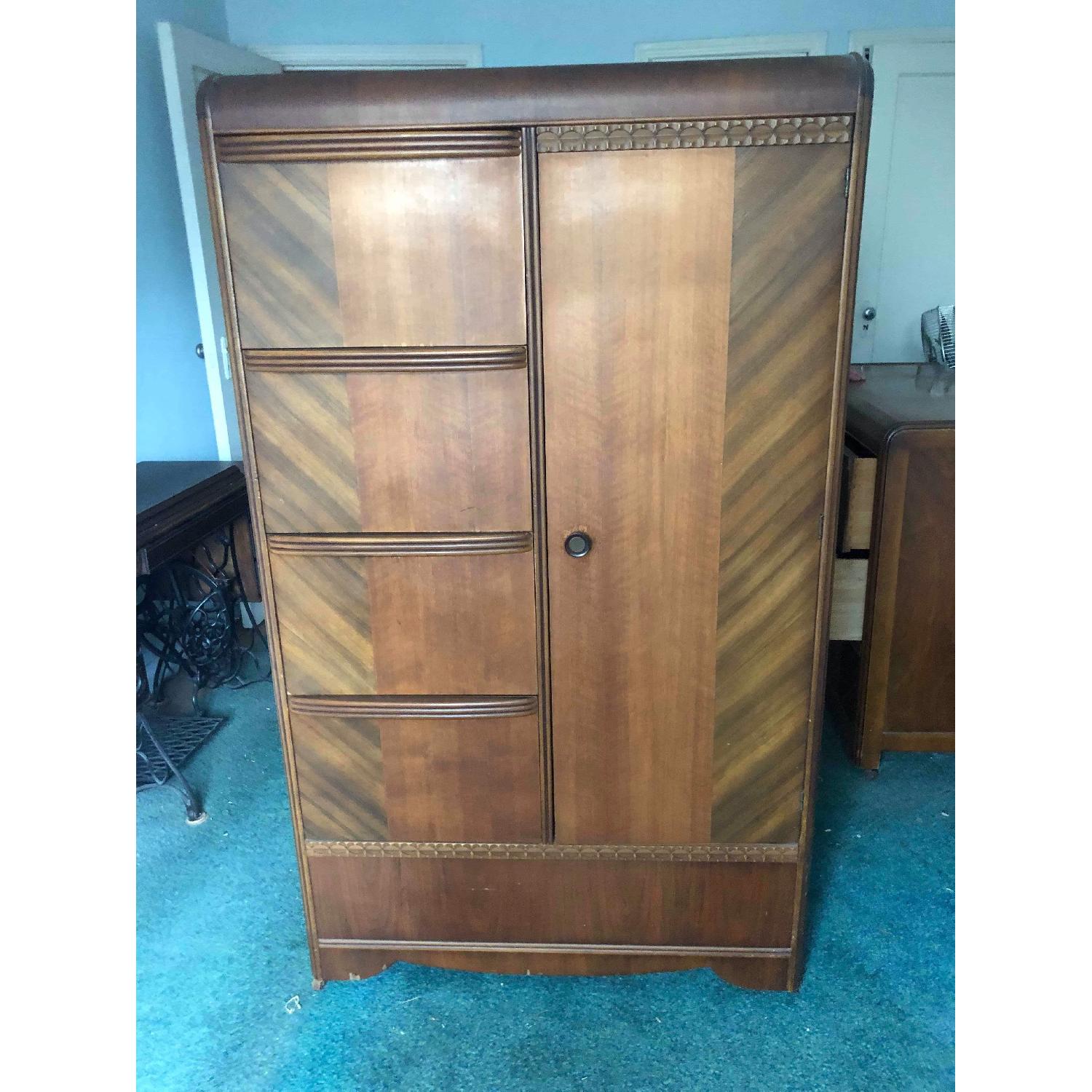 Antique 1940s Art Deco Style Wardrobe/Chifferobe - image-15