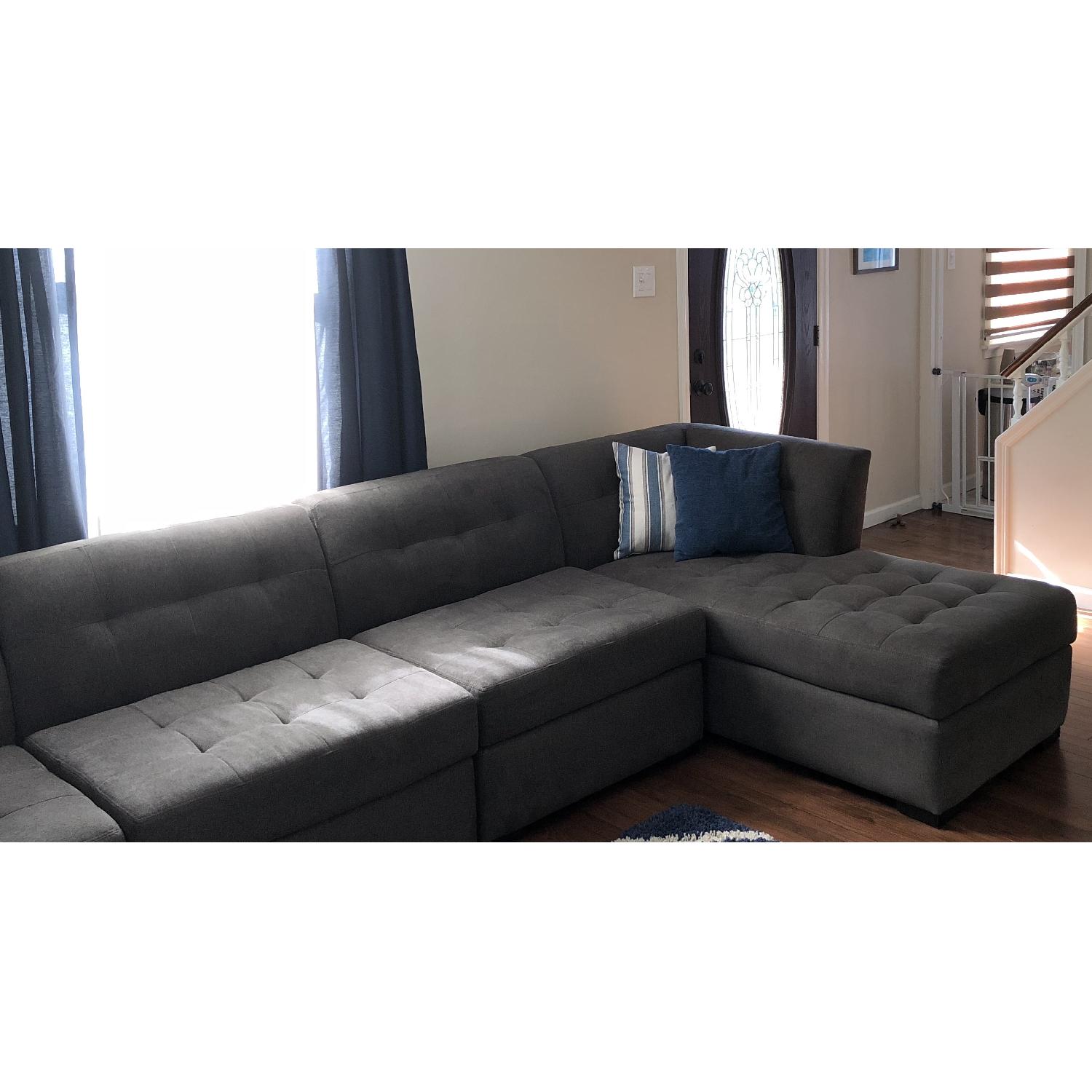 Macy's Grey Button Tufted 7-Piece Chaise Sectional Sofa - image-2