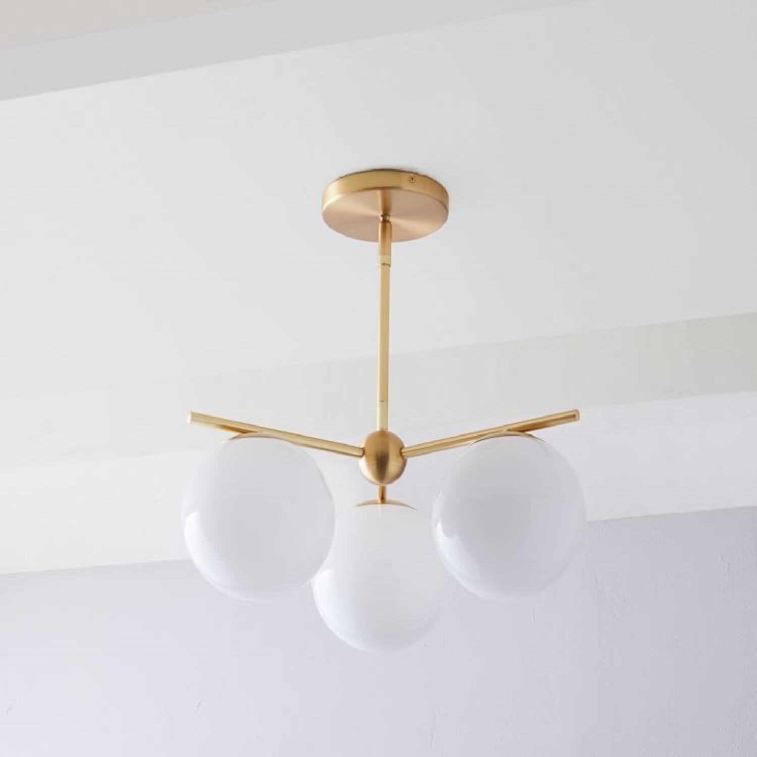West Elm Brass/Milk Glass Sphere/Stem Convertible Flushmount - image-1