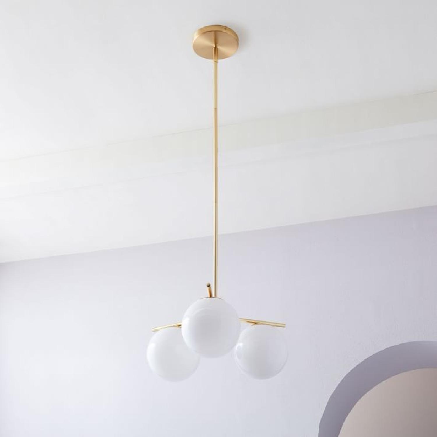 West Elm Brass/Milk Glass Sphere/Stem Convertible Flushmount - image-2