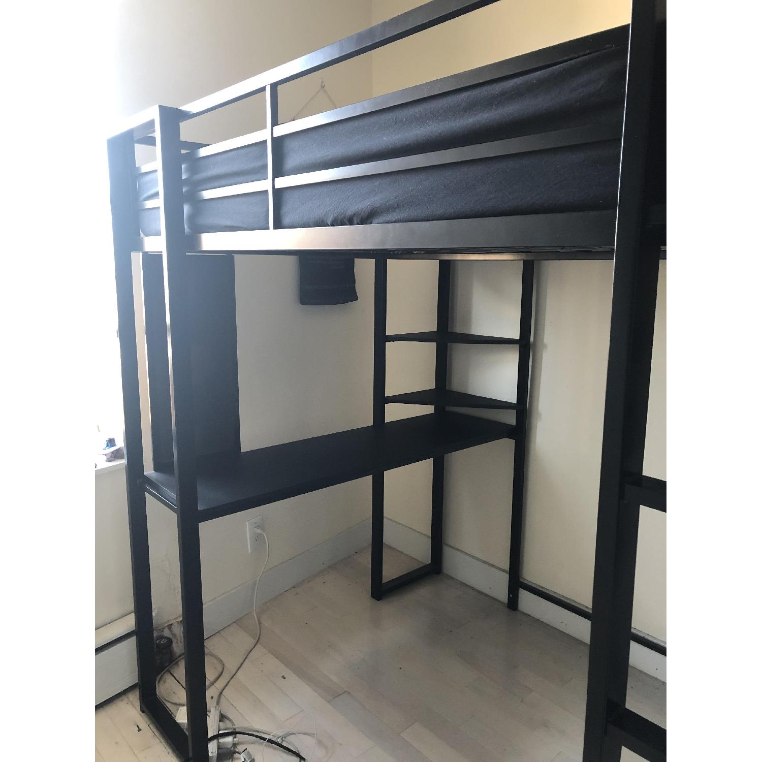 Full Size Black Metal Loft Bed - image-1