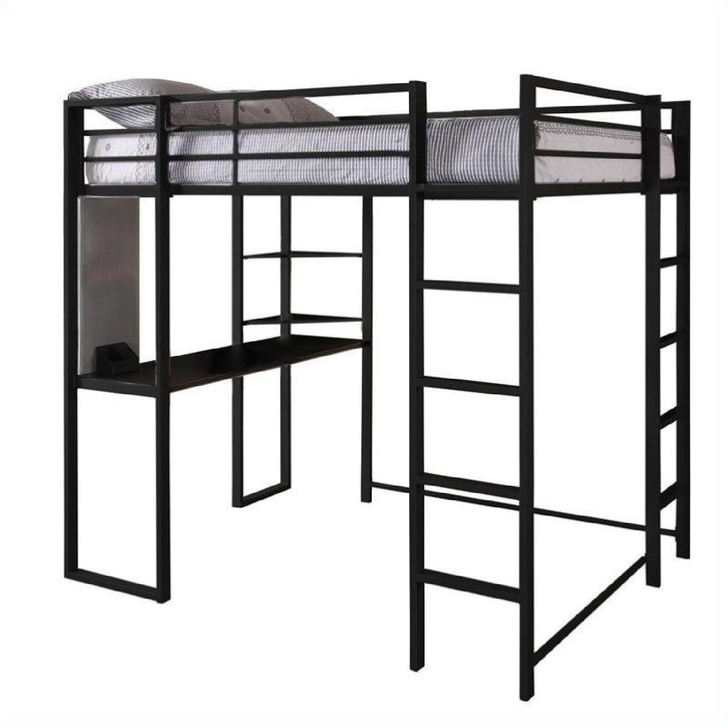 Full Size Black Metal Loft Bed - image-0