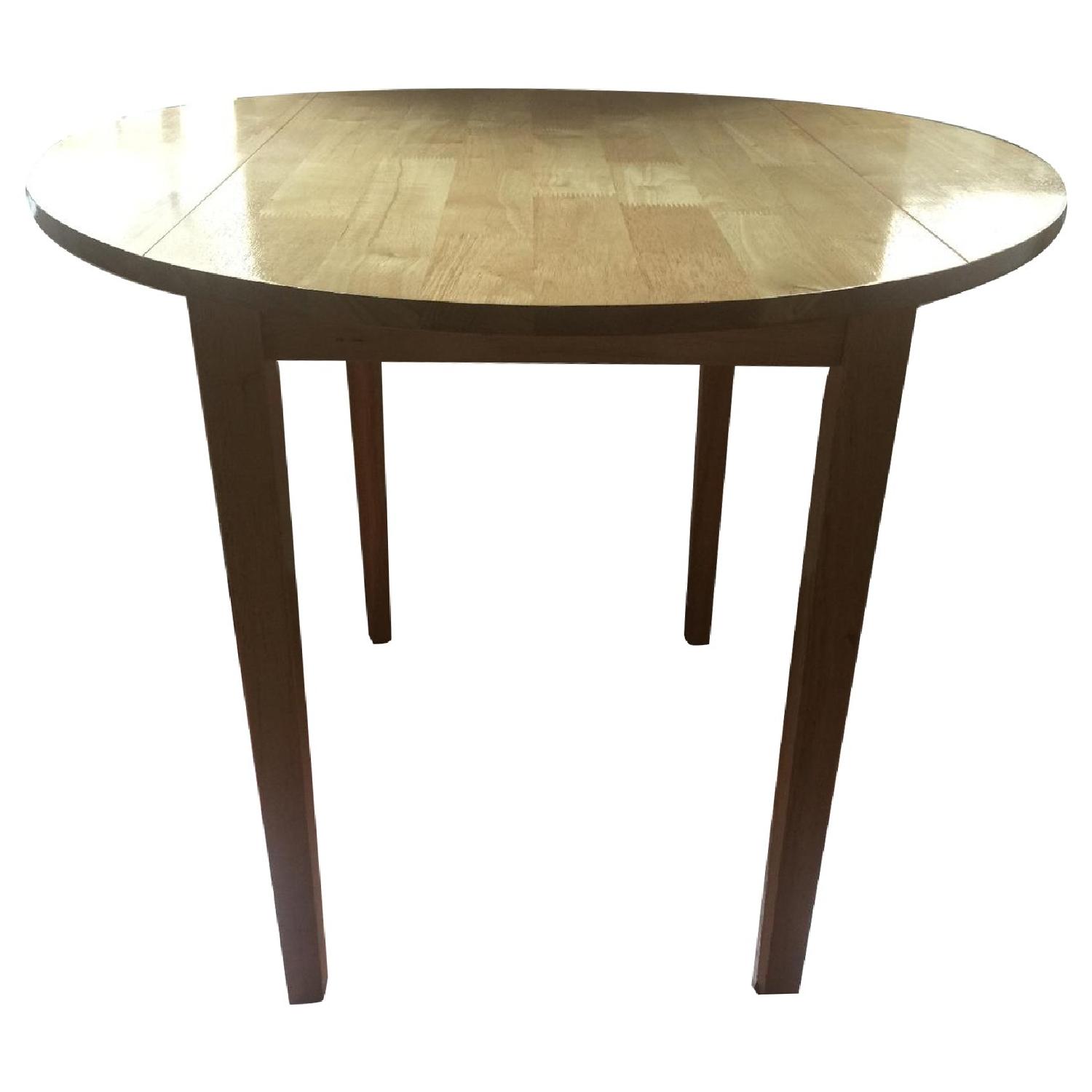 Round Wood Drop-Leaf Dining Table - image-0