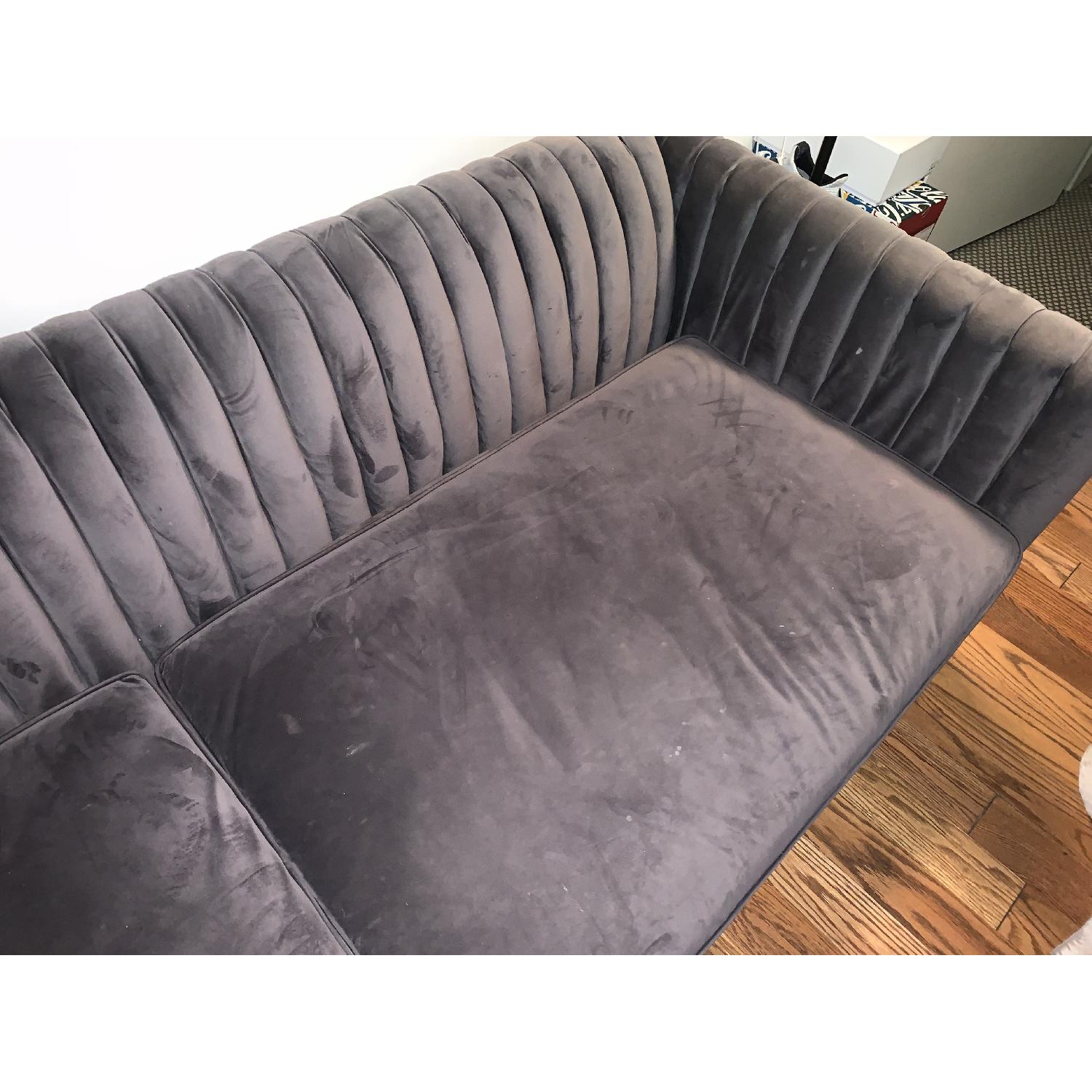 TOV Furniture Aviator Grey/Blue Velvet Sofa - image-3
