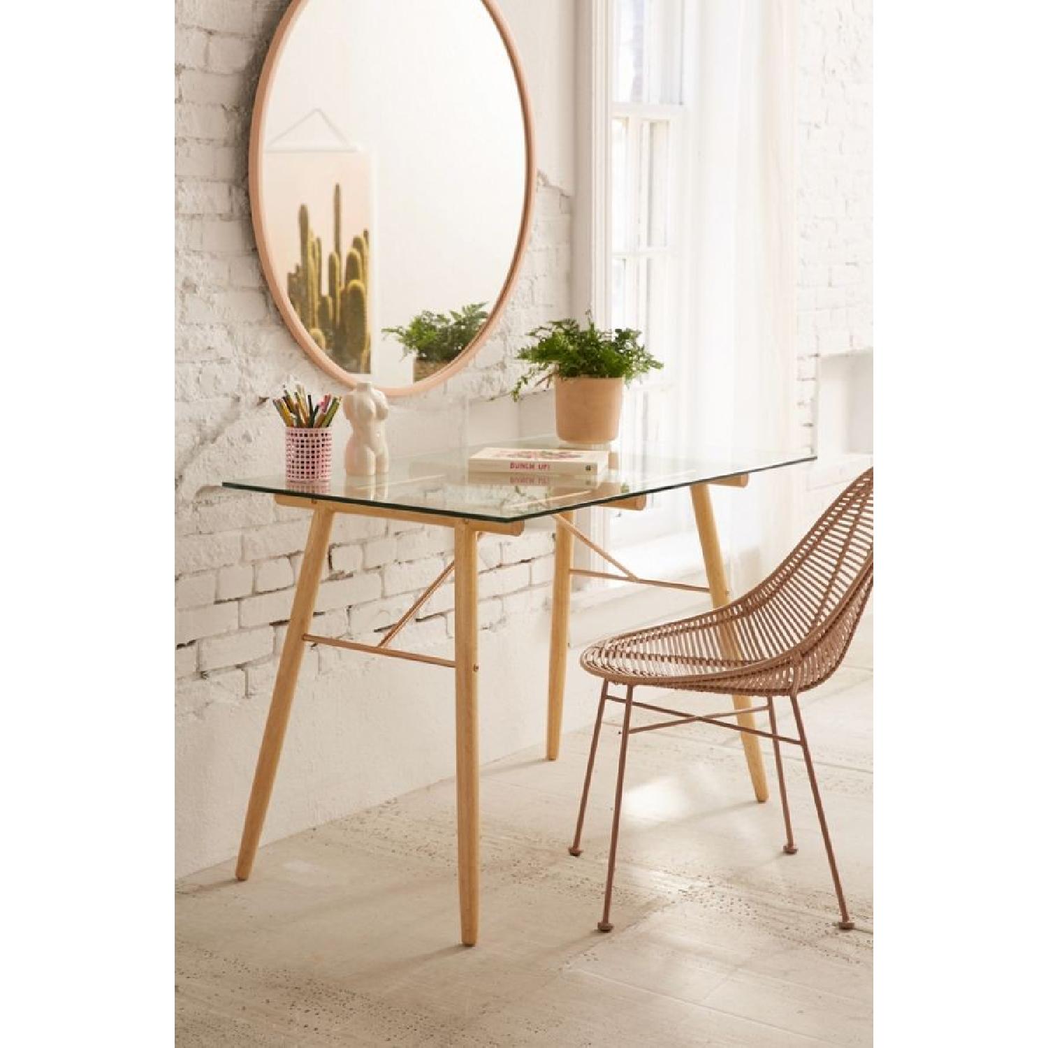 Urban Outfitters Glass & Rose Gold Desk - image-1