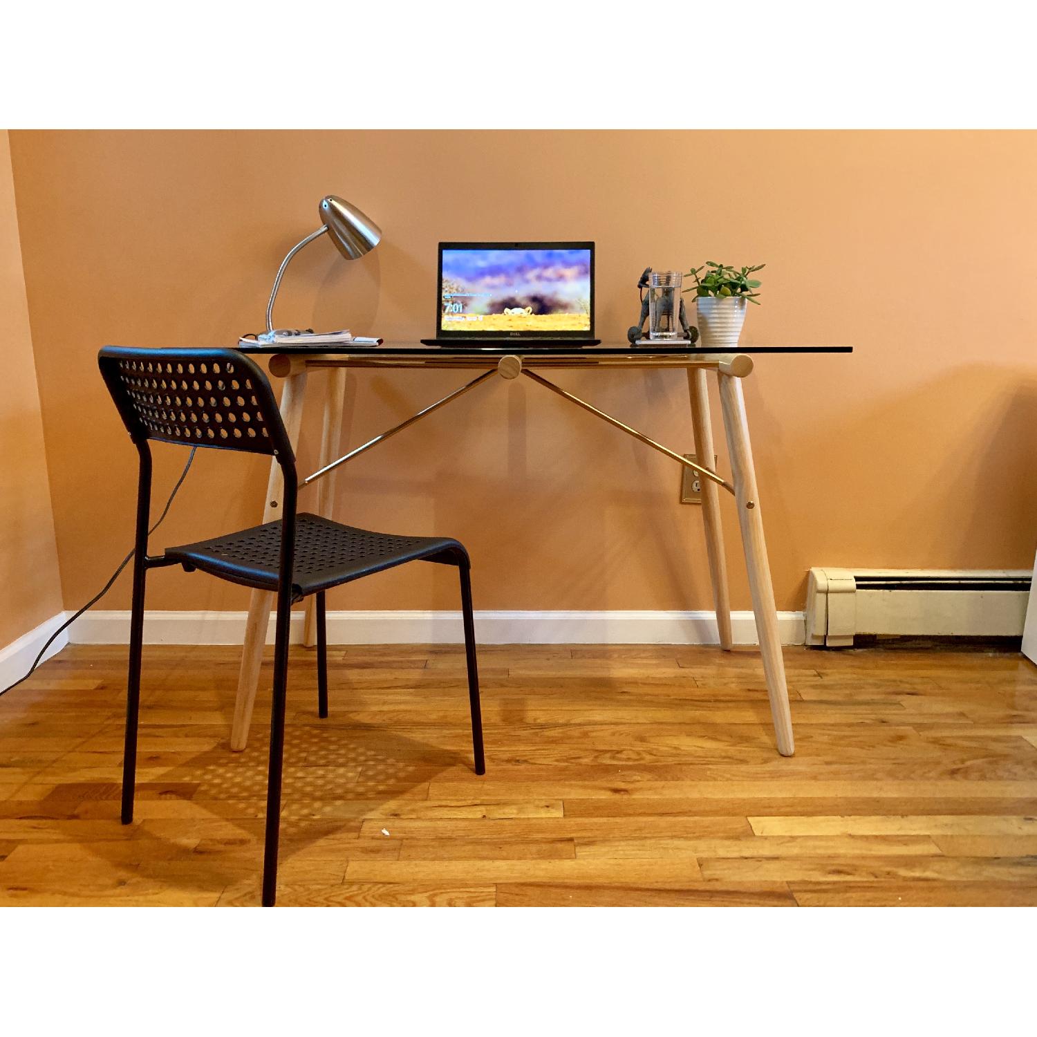 Urban Outfitters Glass & Rose Gold Desk - image-2