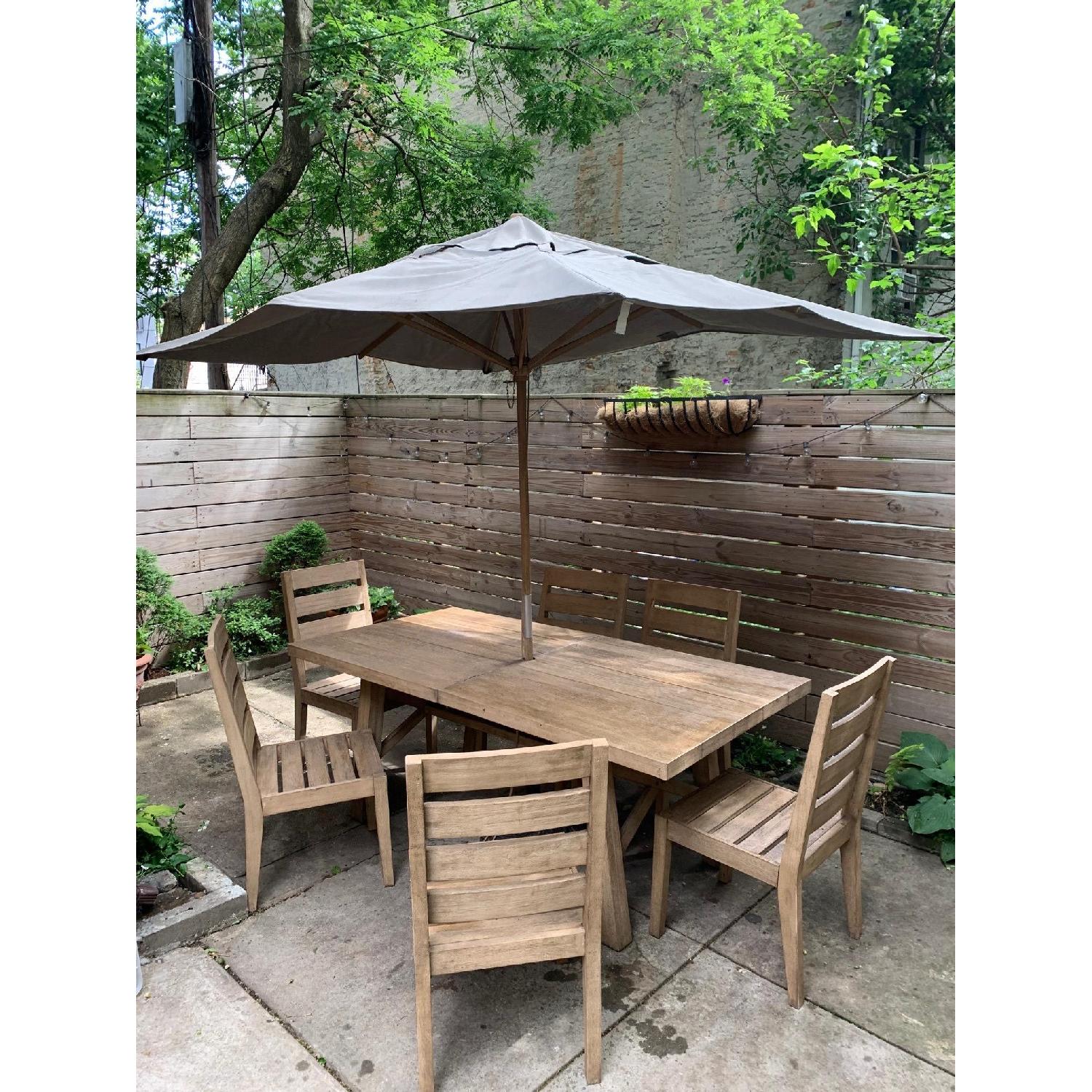 West Elm Extendable Outdoor Dining Table w/ 6 Chairs - image-1