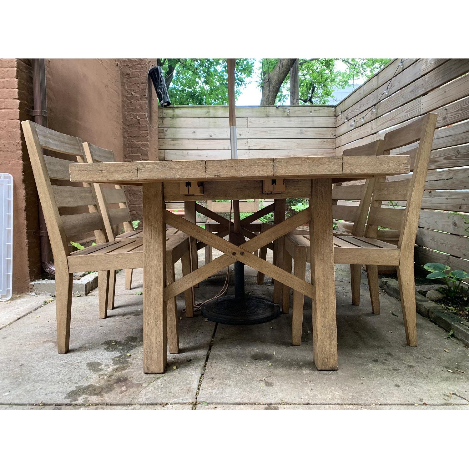 West Elm Extendable Outdoor Dining Table w/ 6 Chairs - image-3
