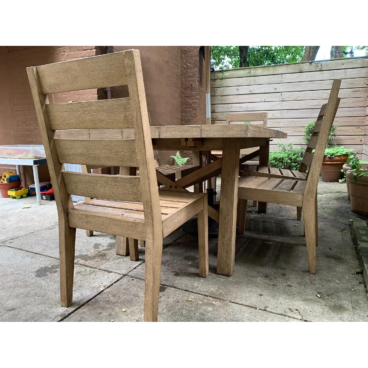 West Elm Extendable Outdoor Dining Table w/ 6 Chairs - image-5