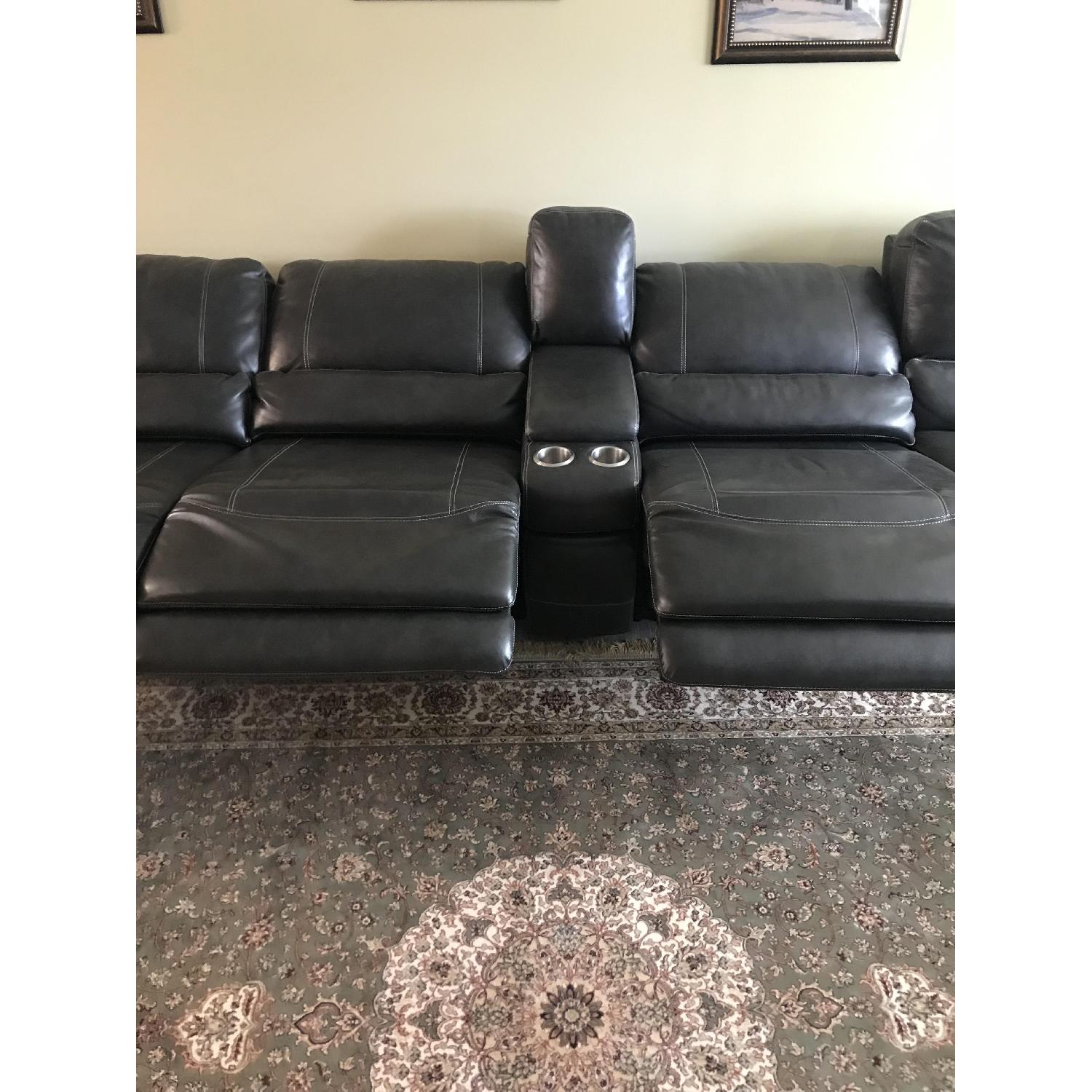 Macy's Warrin Leather Power Reclining Sectional Sofa AptDeco