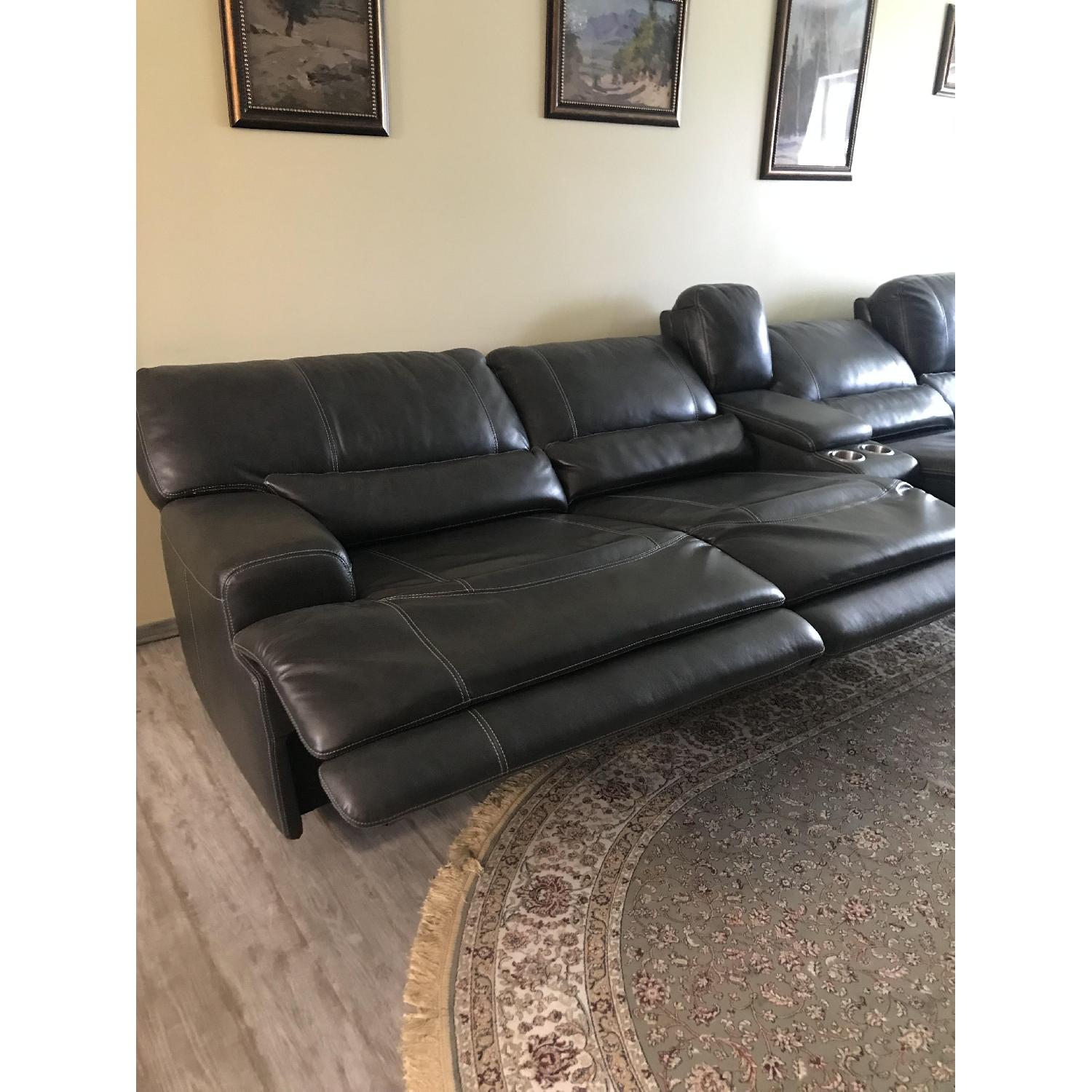 Macy's Warrin Leather Power Reclining Sectional Sofa AptDeco