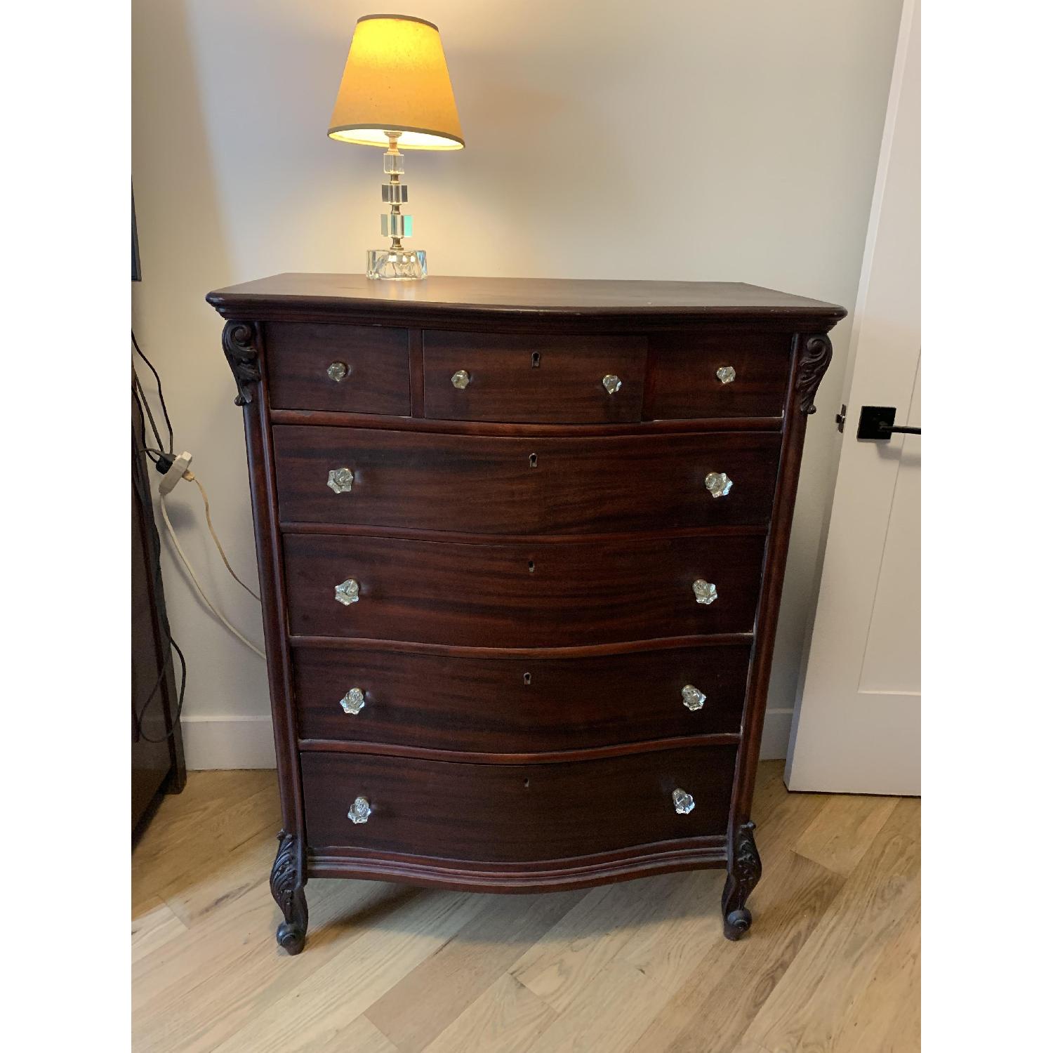 Antique Mahogany 7-Drawer Dresser w/ Glass Drawer Pulls - image-1