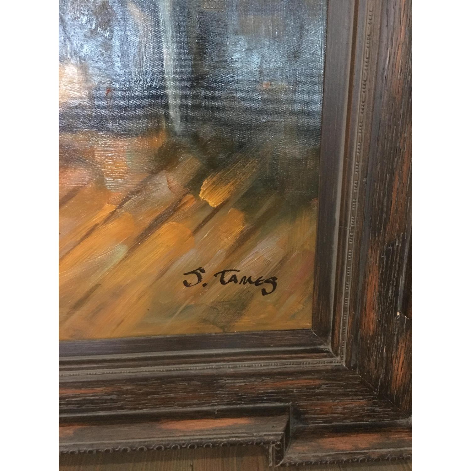 Framed Oil Painting - Cowboys at a Bar - image-5