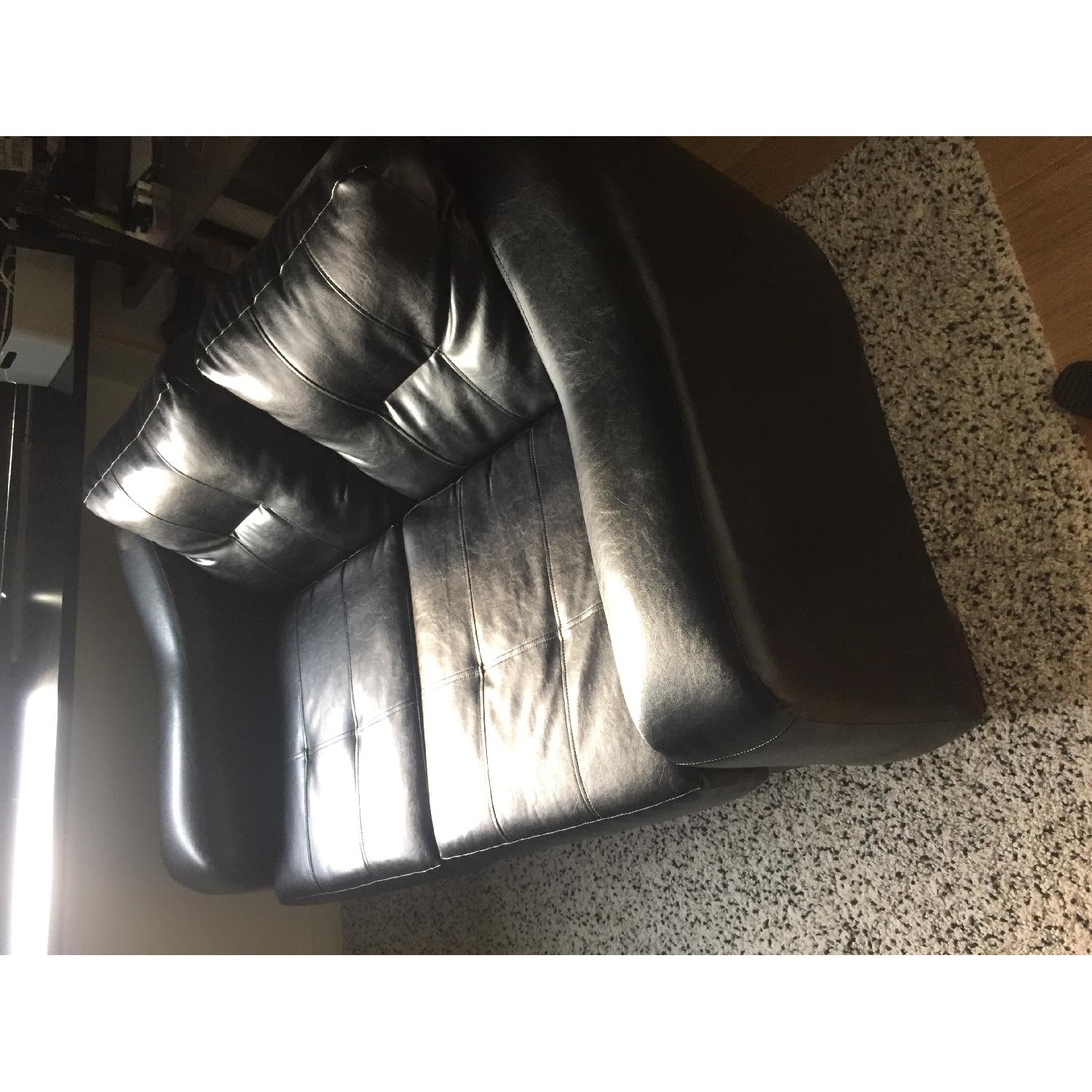 Black Faux Leather Loveseat - image-3