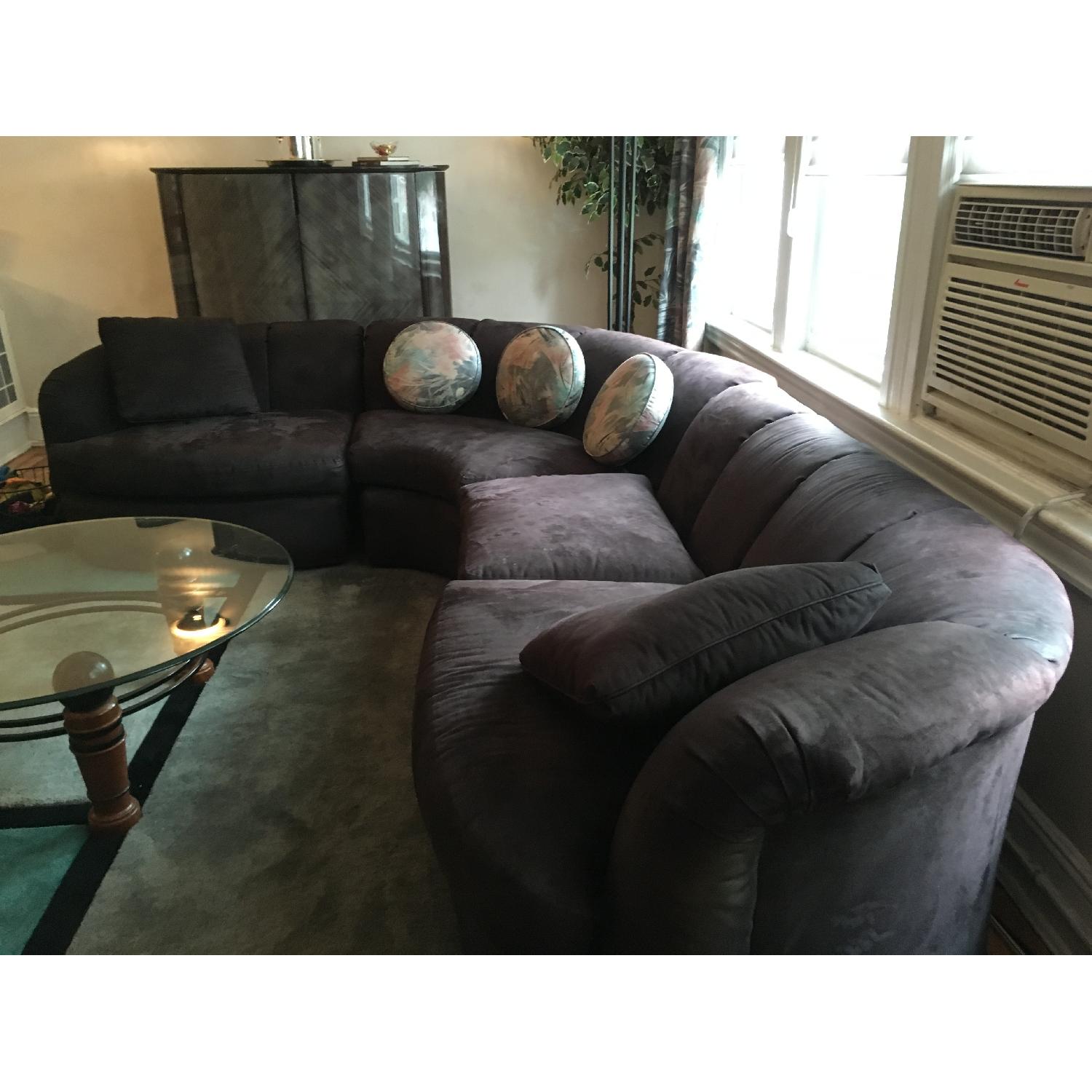 Huffman Koos 3 Piece Black Suede Sectional Sofa Aptdeco