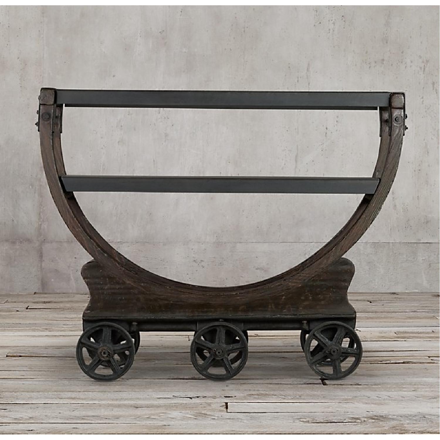 Restoration Hardware Vintage Wallpaper Factory Bar Cart - image-1