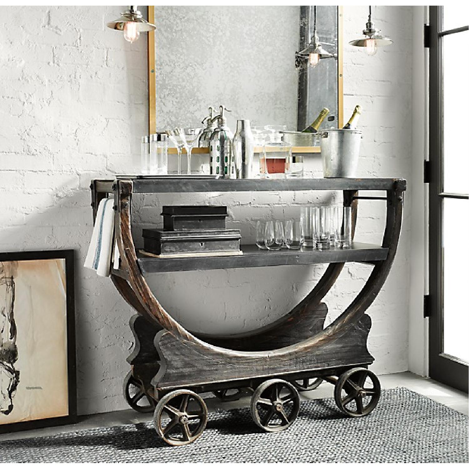 Restoration Hardware Vintage Wallpaper Factory Bar Cart - image-2