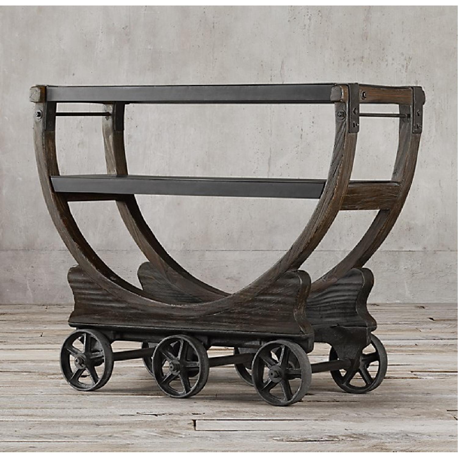 Restoration Hardware Vintage Wallpaper Factory Bar Cart - image-3