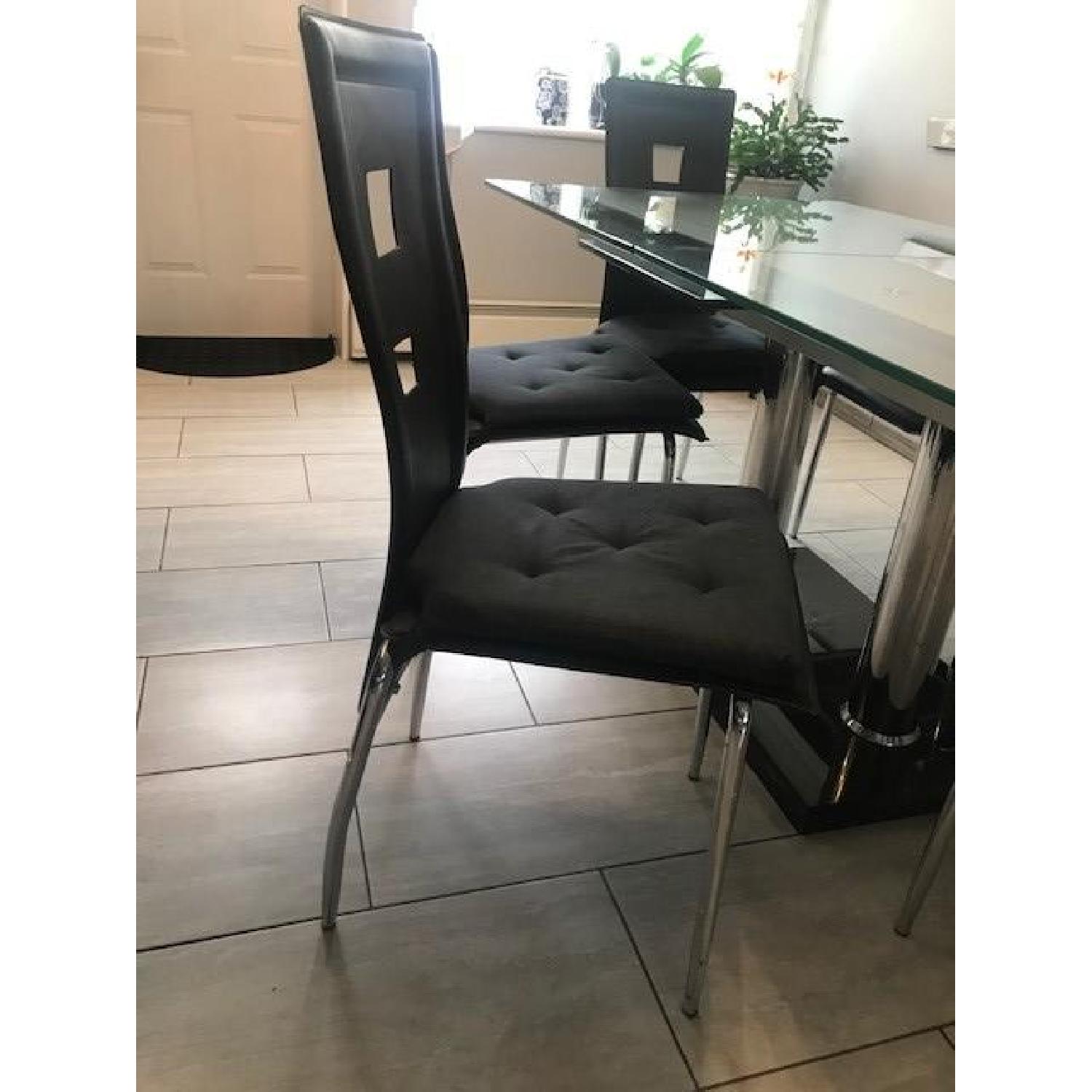 Expandable Glass Top/Marble Base Dining Table w/ 6 Chairs - image-6