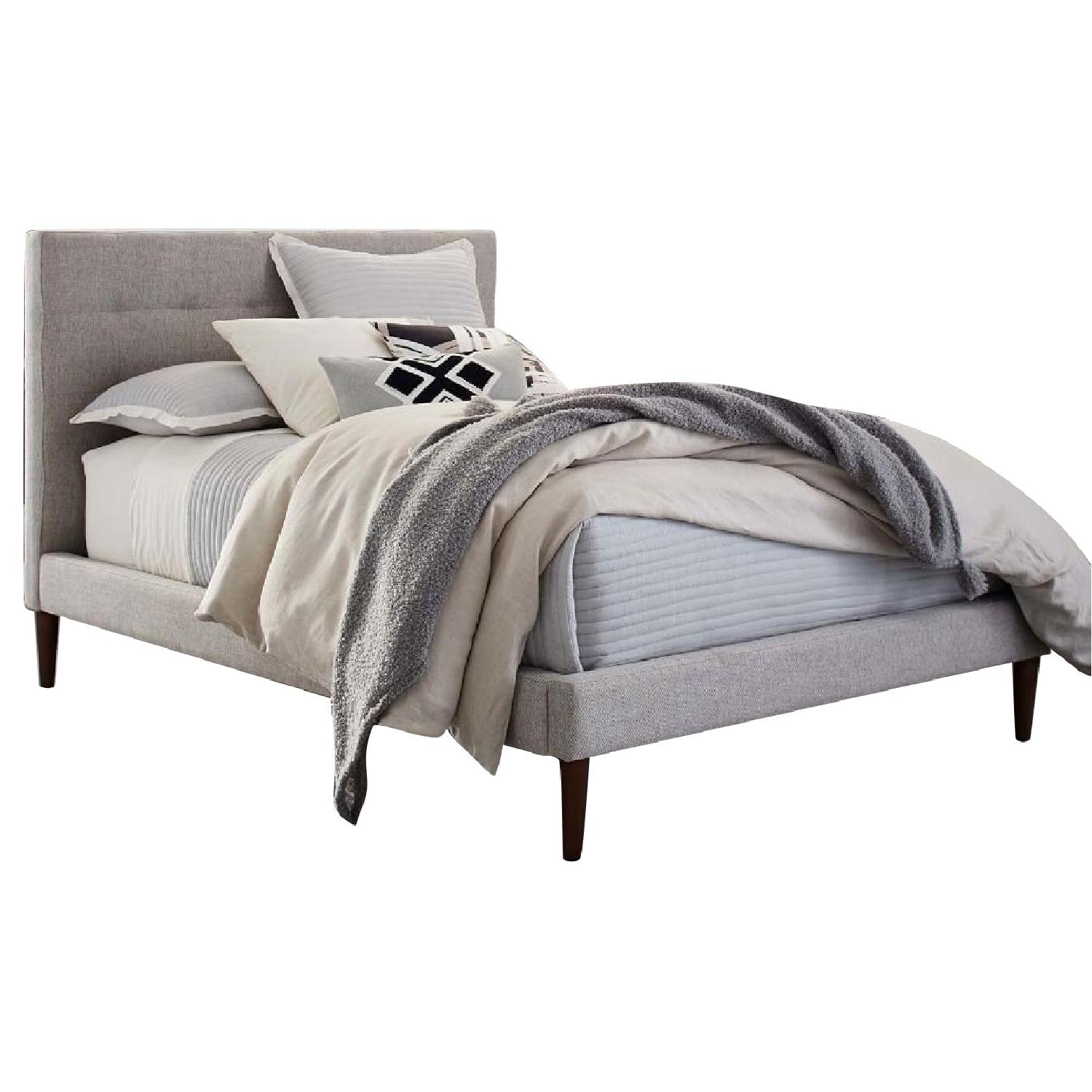 West Elm Grid-Tufted Upholstered Tapered Leg Bed - image-0