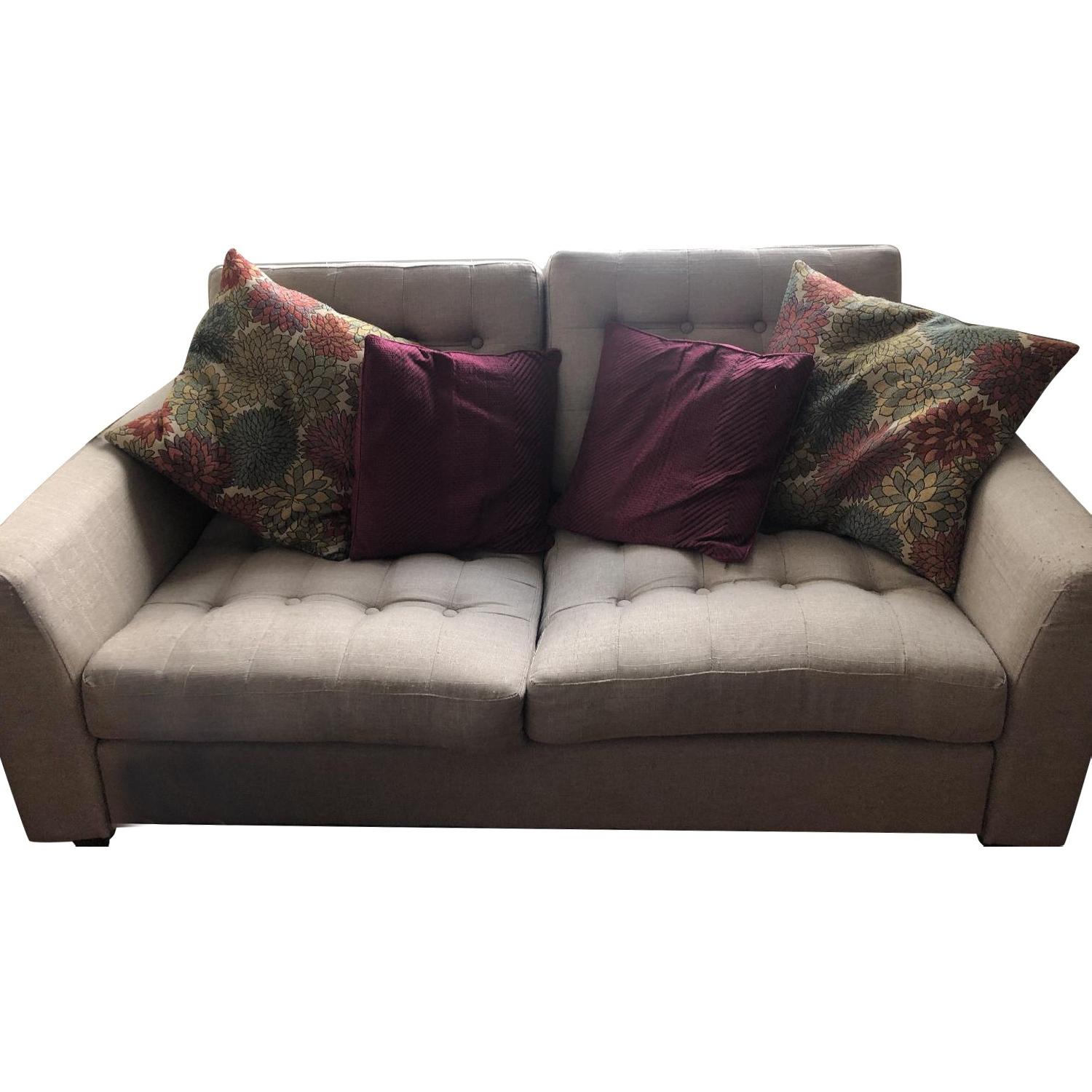Beige Tufted Fabric Loveseat AptDeco