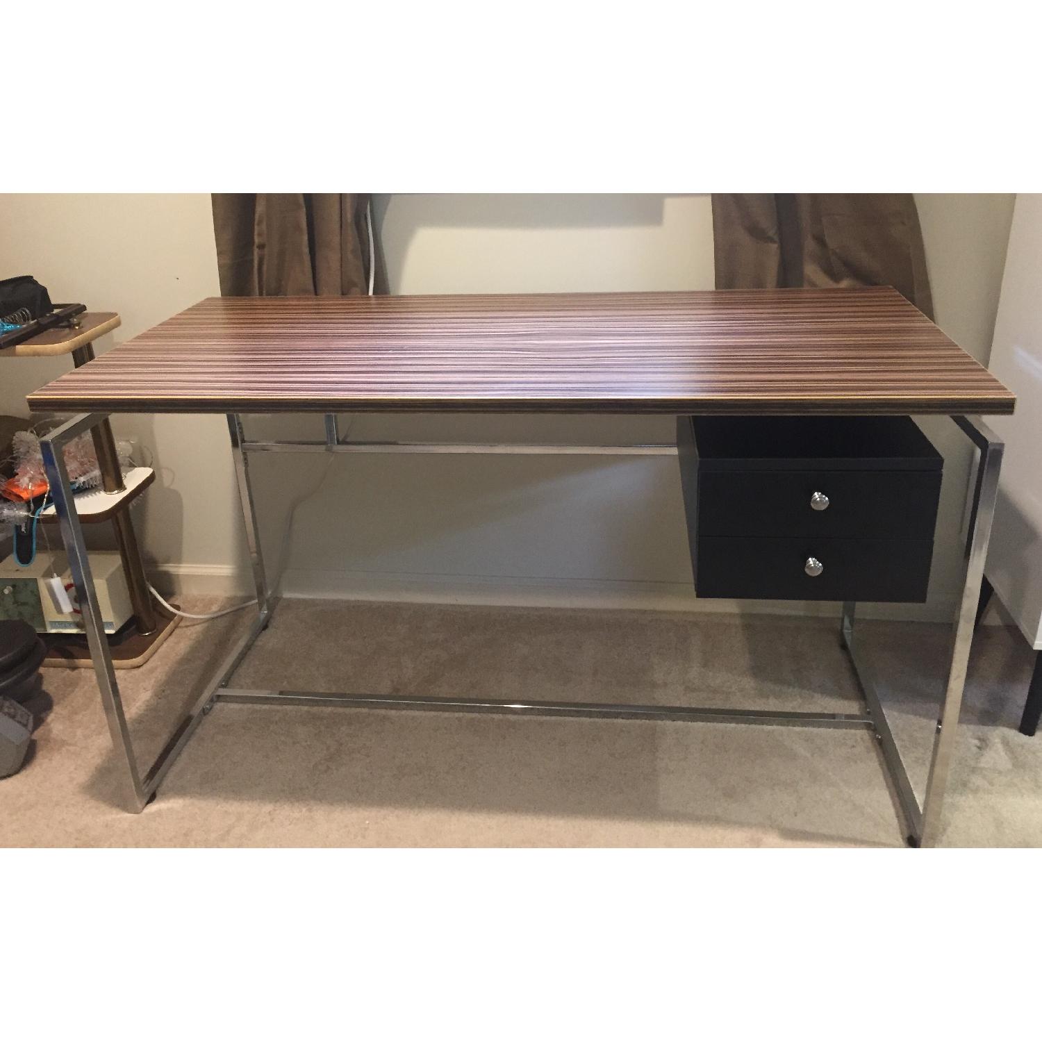 Steel Frame Desk w/ Wood Laminate Top & 2Drawers AptDeco
