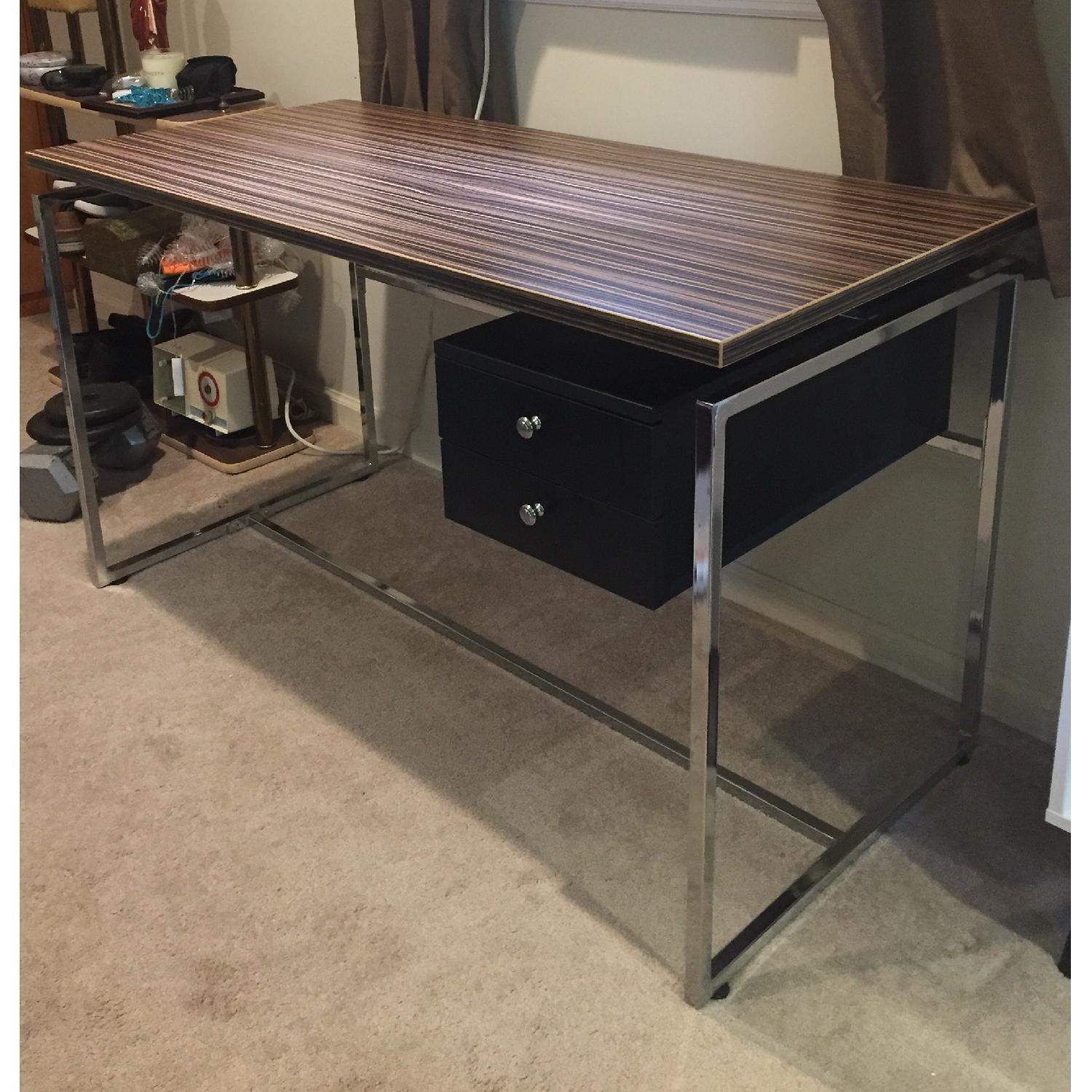 Steel Frame Desk w/ Wood Laminate Top & 2Drawers AptDeco